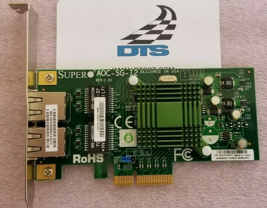 SuperMicro Low-Profile 2-port Gigabit Ethernet LAN card AOC-SG-i2 (long bracket)