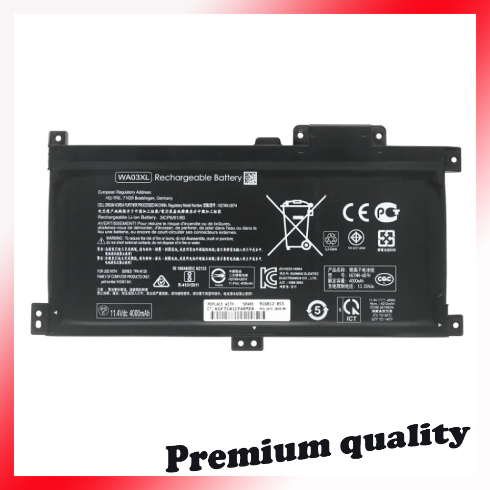 WA03XL Battery 11.4V 48Wh 4000 mAH Battery for HP 916812-855