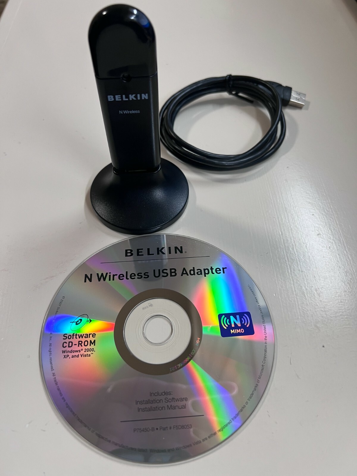 Belkin N Wireless USB Adapter Z528 N10117 with CD software driver.
