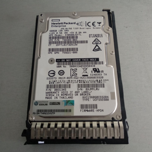 HPE 759212-B21 759548-001 HP 600GB 12Gb/s 15K SFF 2.5" SAS SC HDD HARD DRIVE