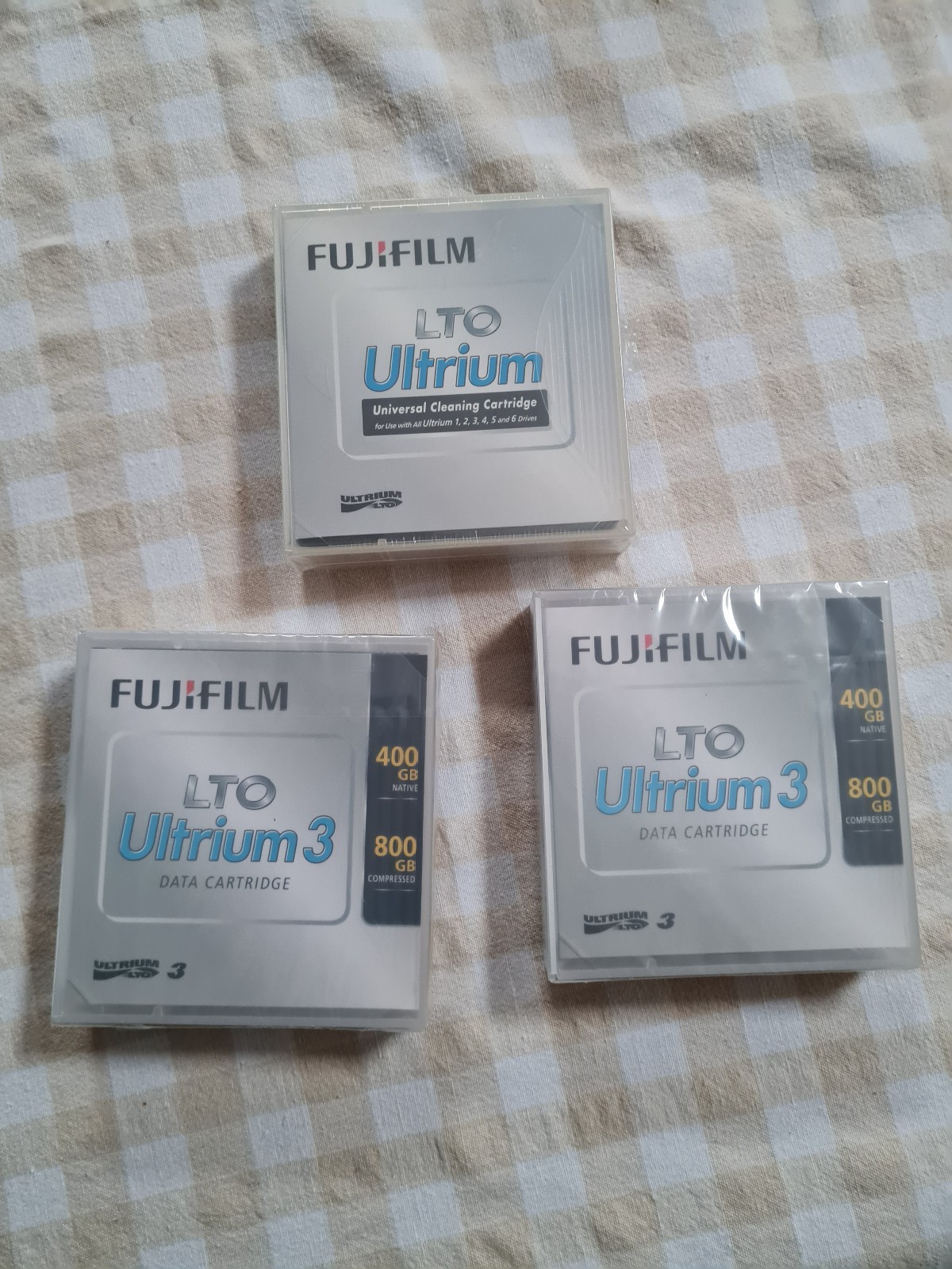 2x Fujifilm Ultrium 3 LTO G3 400/800GB Data Tape & 1x Cleaning Tape - New Sealed