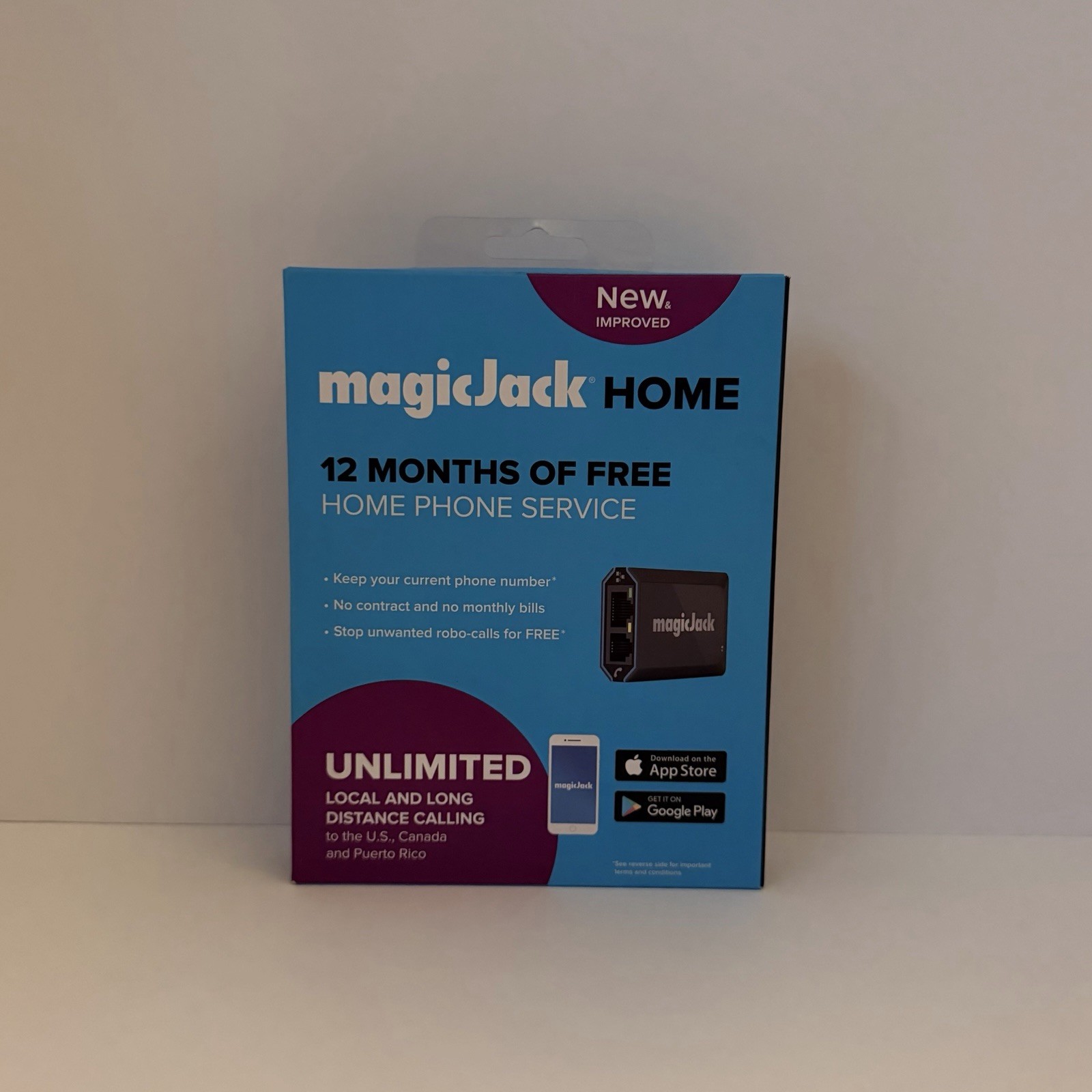 MagicJack Home VOIP Adapter Unlimited US & Canada 12 Months Free Service