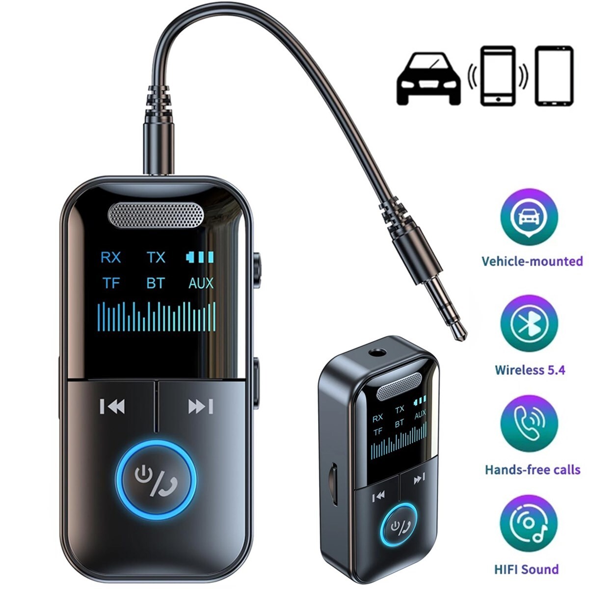 4In1 Bluetooth Audio Adapter Wireless Receiver Transmitter MP3 Player 3.5mm Aux