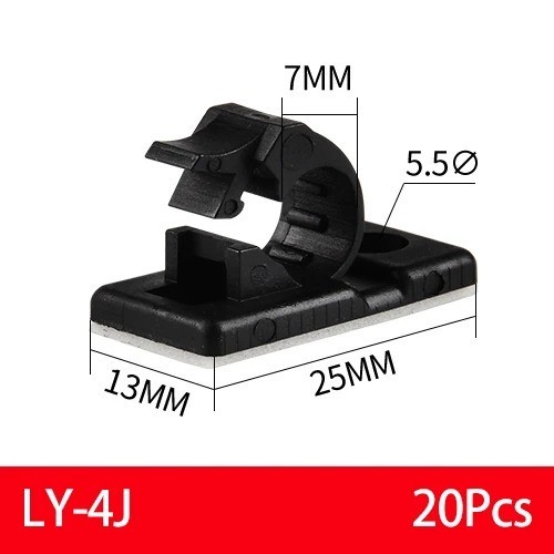 25x Cable Clips Adhesive Cord Management Organizer Wire Holders 0.5" Clamp Black