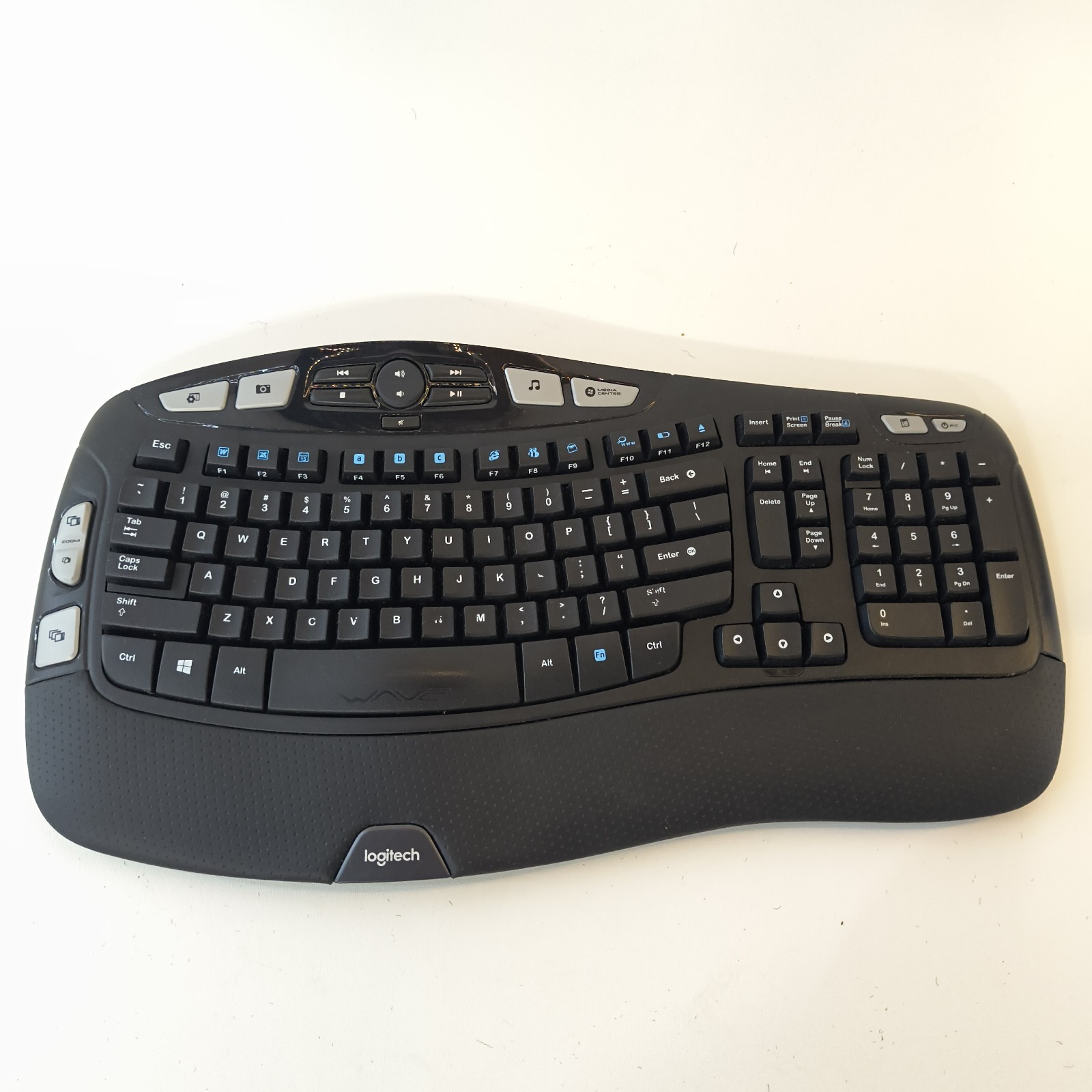 Logitech K350 Black Wave Wireless Keyboard No Dongle Ergonomic  Excellent