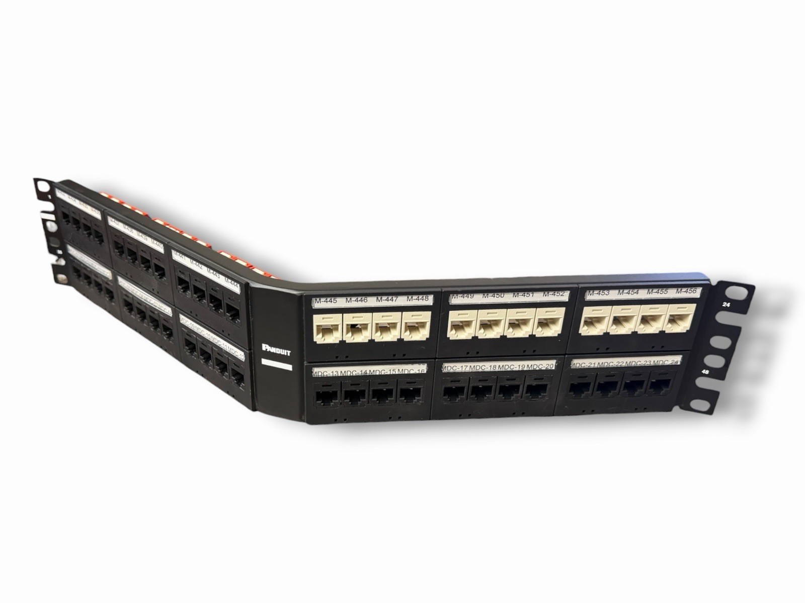 Panduit CPPLA48WBLY Modular Mini-Com Angled 48 Port Patch Panel