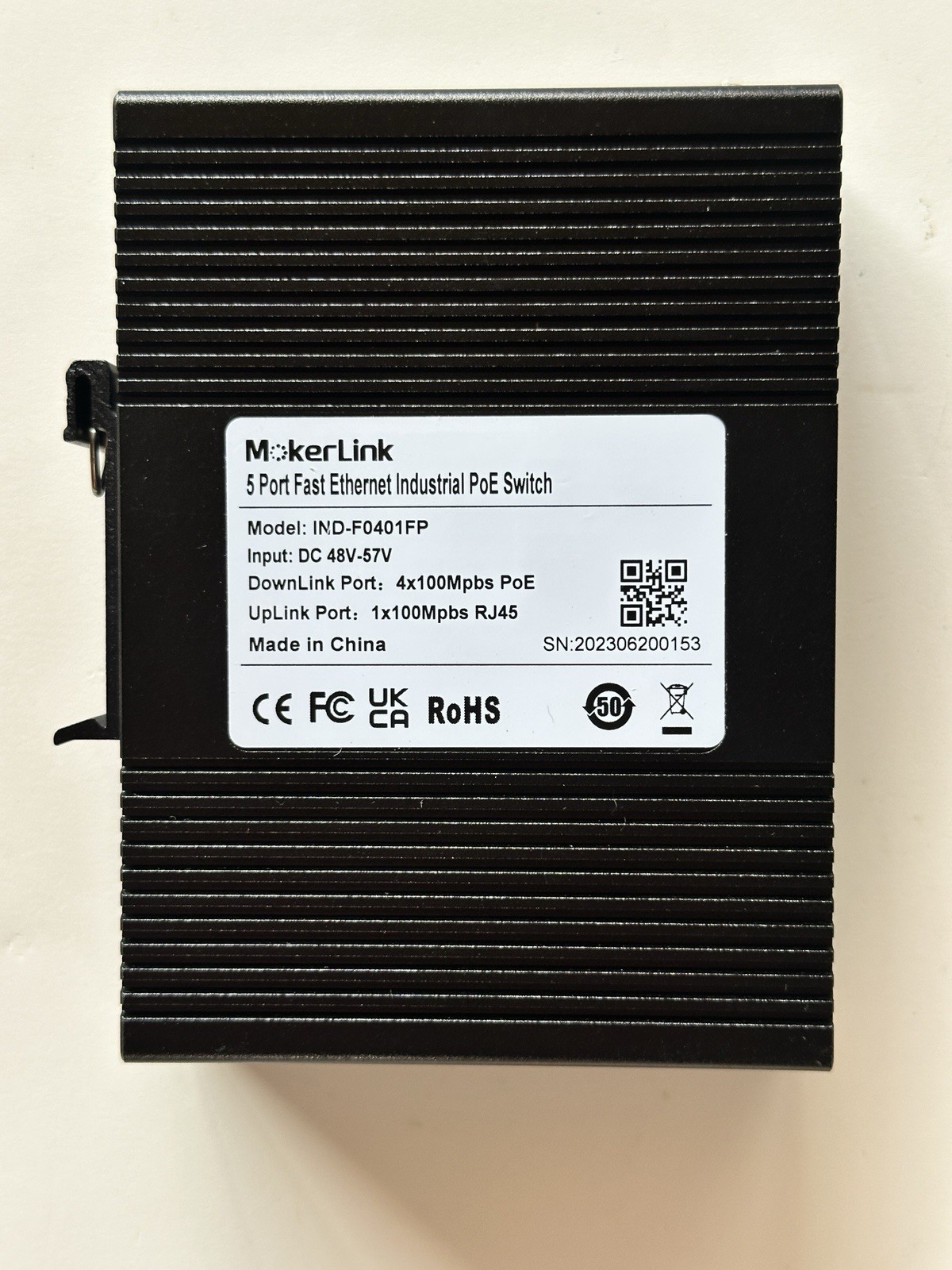 MokerLink IND-F0401FP 5-Port Fast Ethernet 100Mbps PoE Unmanaged Switch