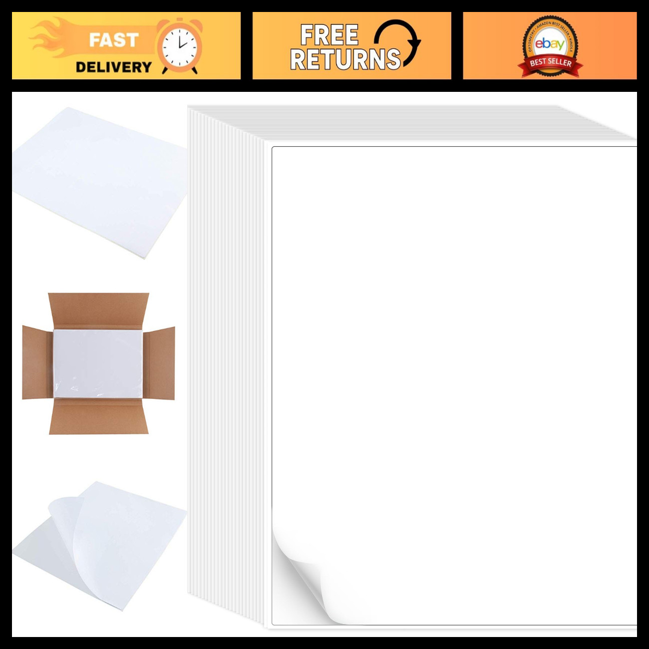 500 Sheets Matte Sticker Paper 8.5" x 11" Self-Adhesive Labels for Printers