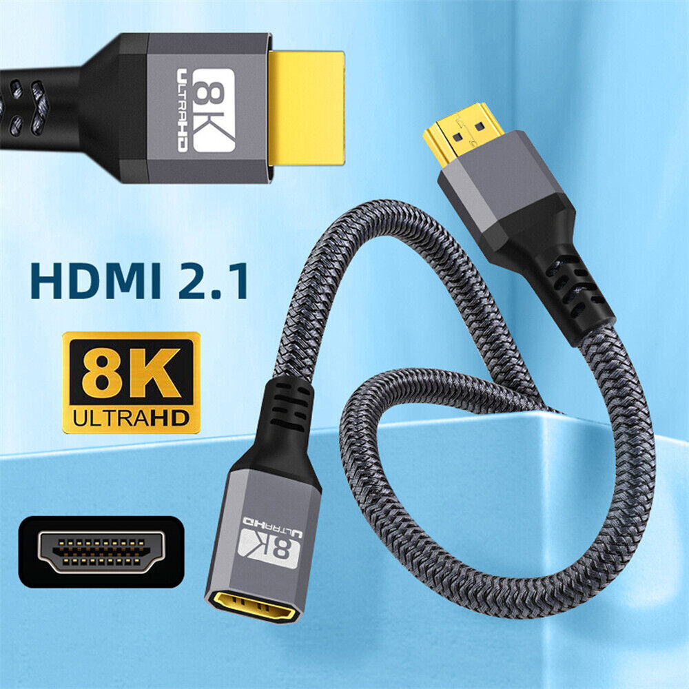 Jimier HDMI 2.1 UHD 8K60hz 4K120hz 48Gbs Extension Cable with Audio 3D HDMI Cord