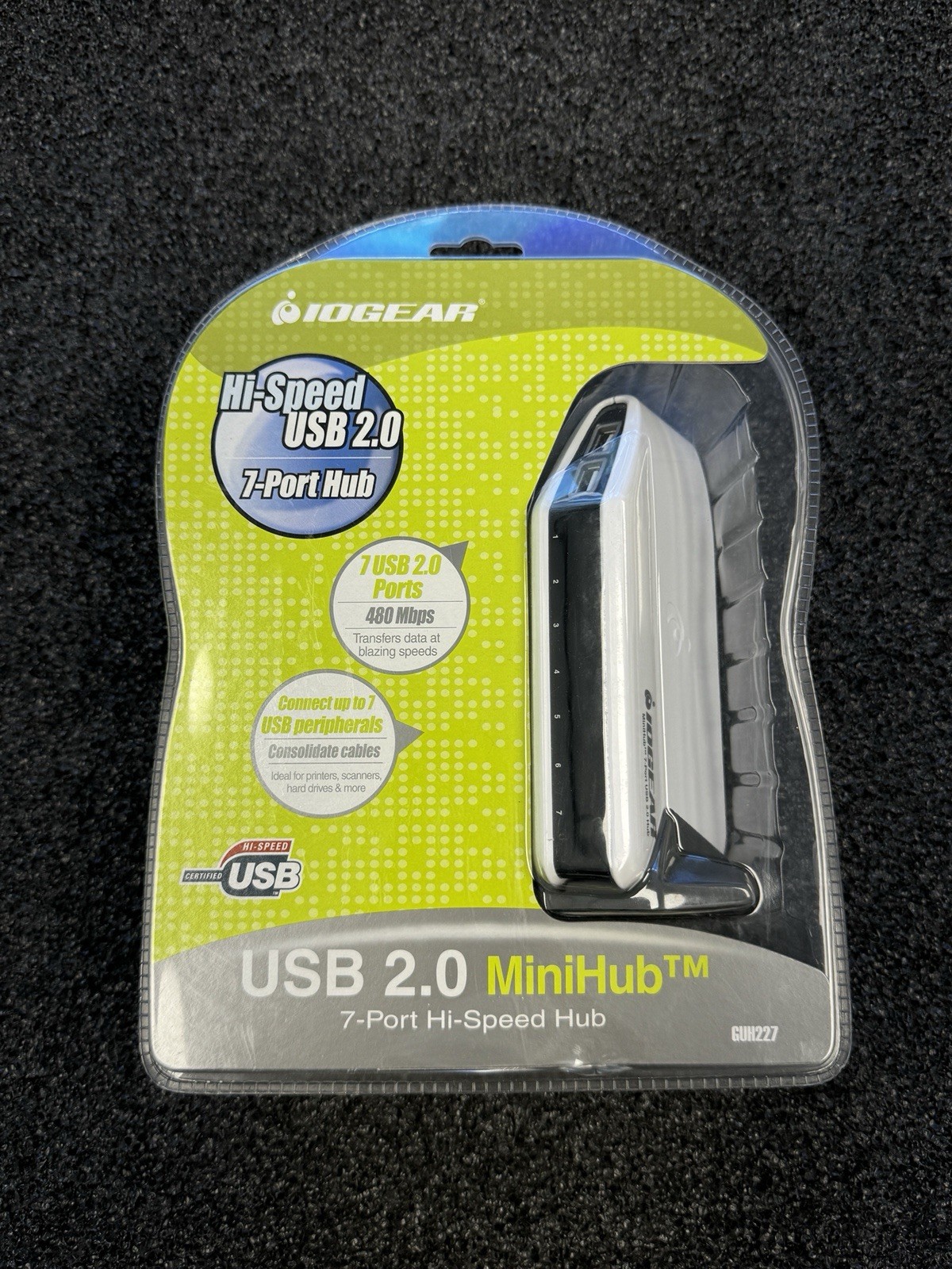 IOGEAR GUH227 7-Port USB 2.0 Hub.New Sealed w/ Power Adapter & Cable✅