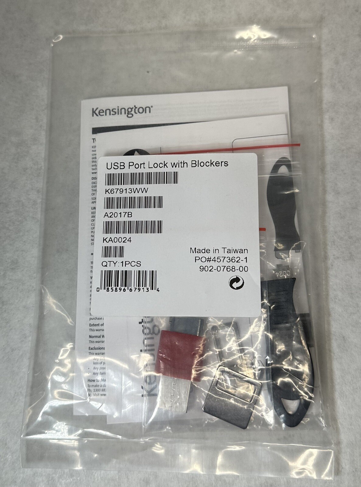 NEW & SEALED Kensington K67913WW USB Port Lock with Blockers