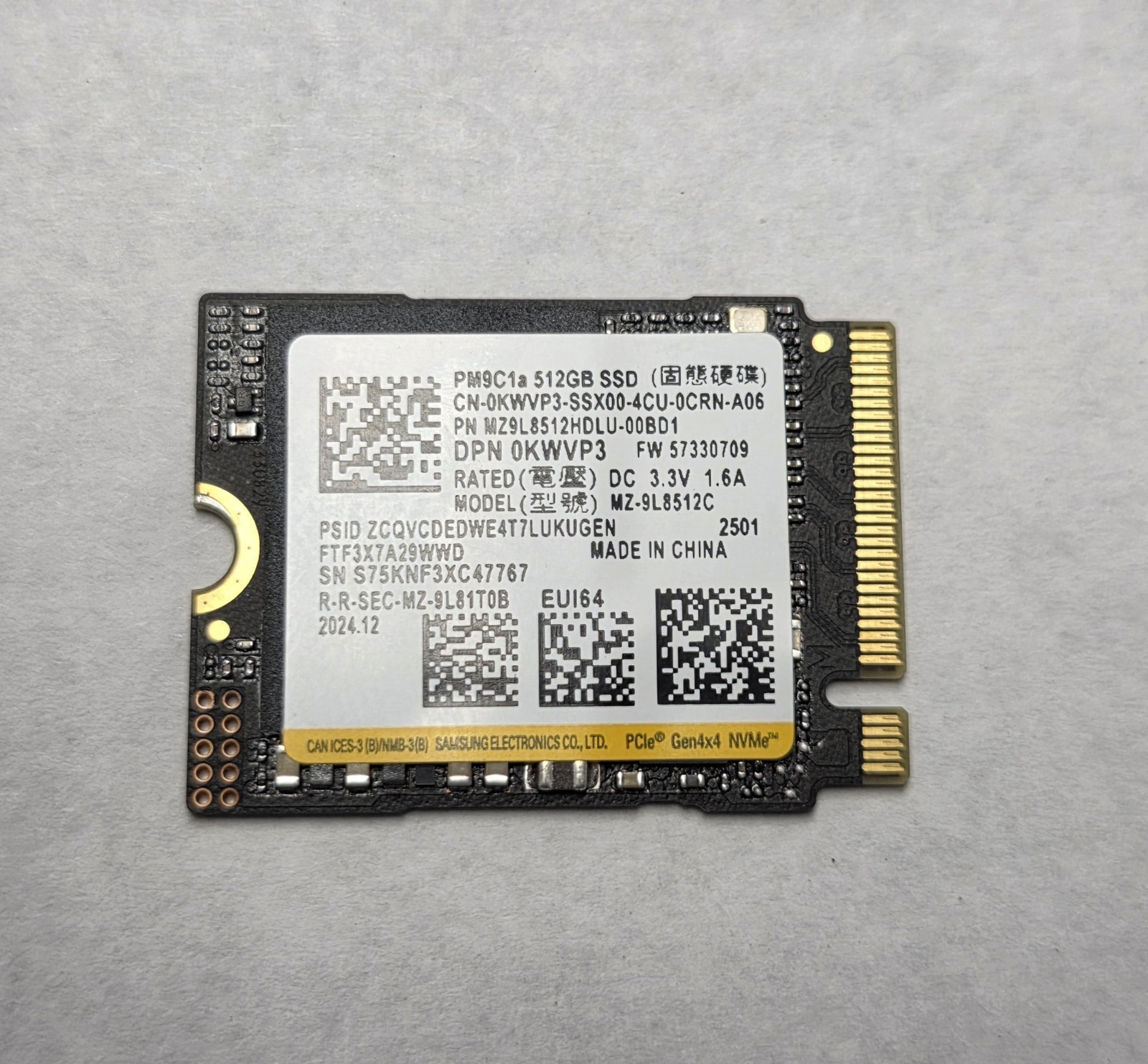 Lot of  30 Samsung PM9C1a 512GB M.2 2230 PCIe NVMe MZ-9L8512C MZ9L8512HDLU-00BD1