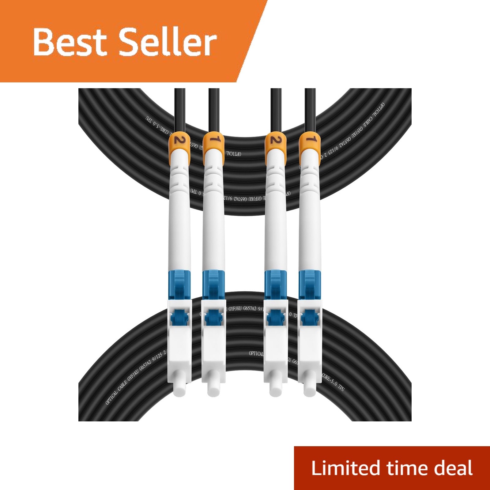 Fibergaga LC LC OS2 Fiber Cable 30M 98ft Armored