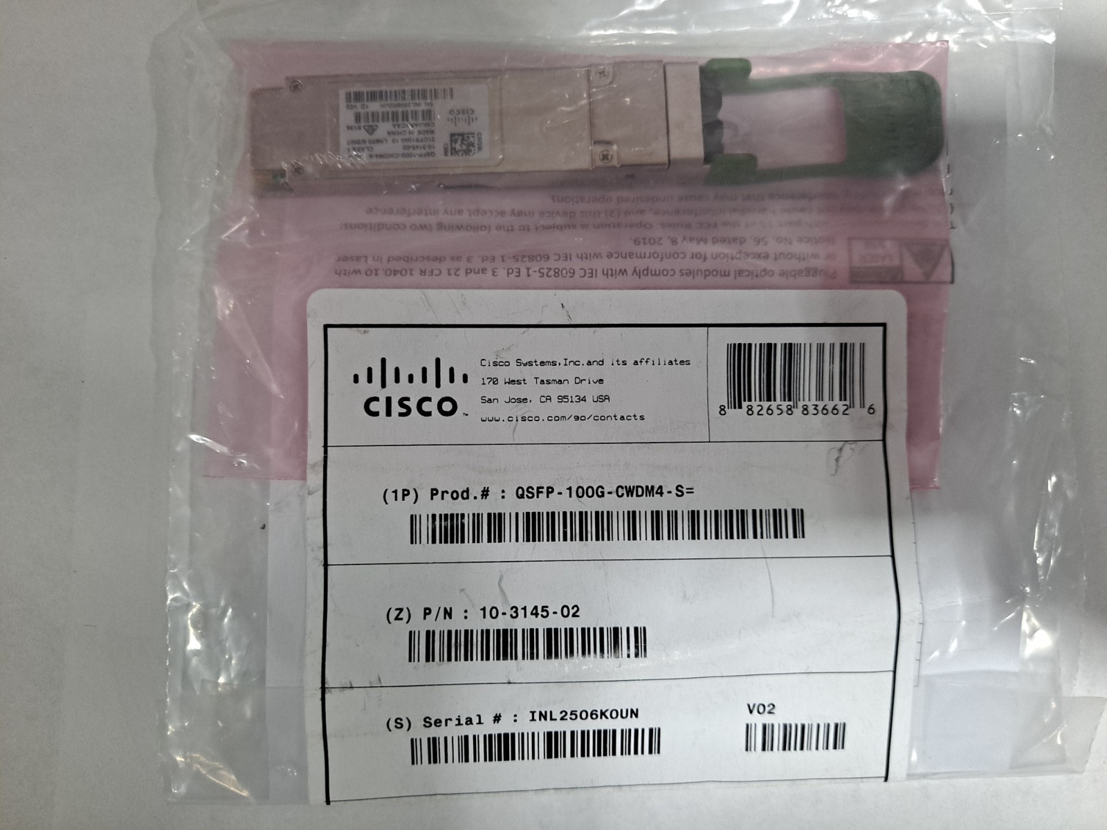 3 NEW Cisco 10-3145-02 QSFP-100G-CWDM4-S 100G-Base CWDM4 QSFP28 Transceiver