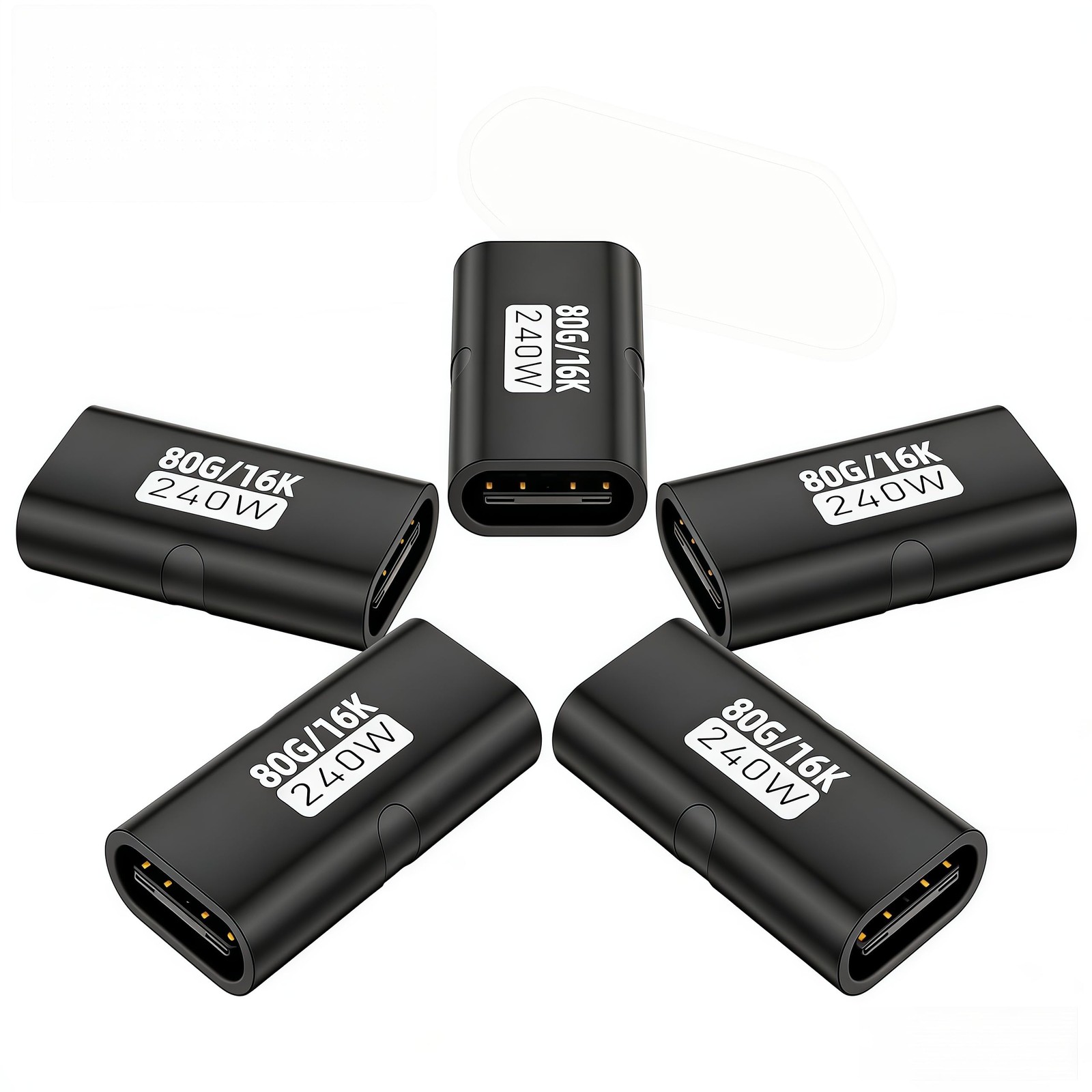 basecolors 5 Pack USB C Coupler, C Female to Adapter with Black