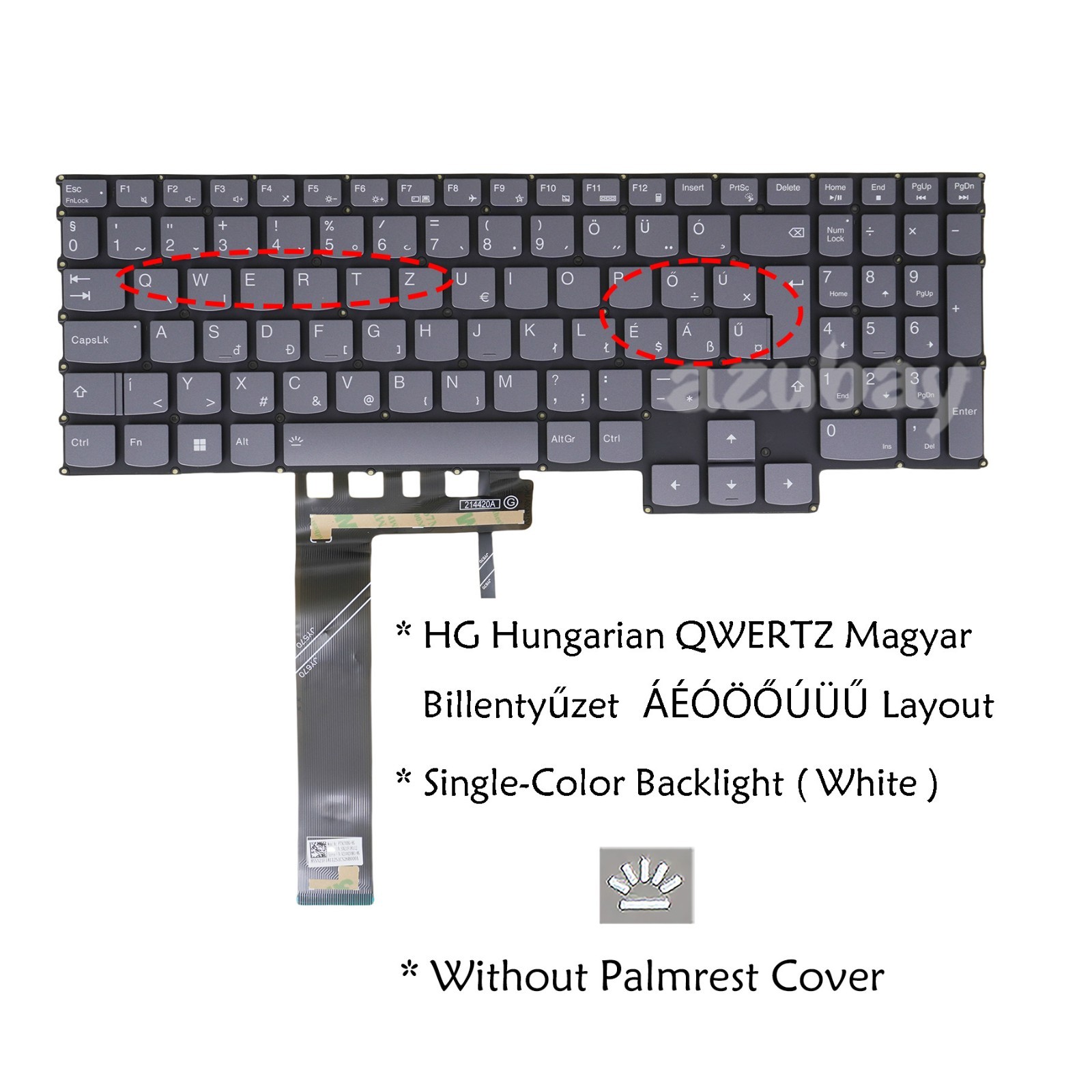 Magyar Billentyűzet QWERTZ For Lenovo Legion 5-15ARP8 5-15APH9 5-15IRX9 Backlit