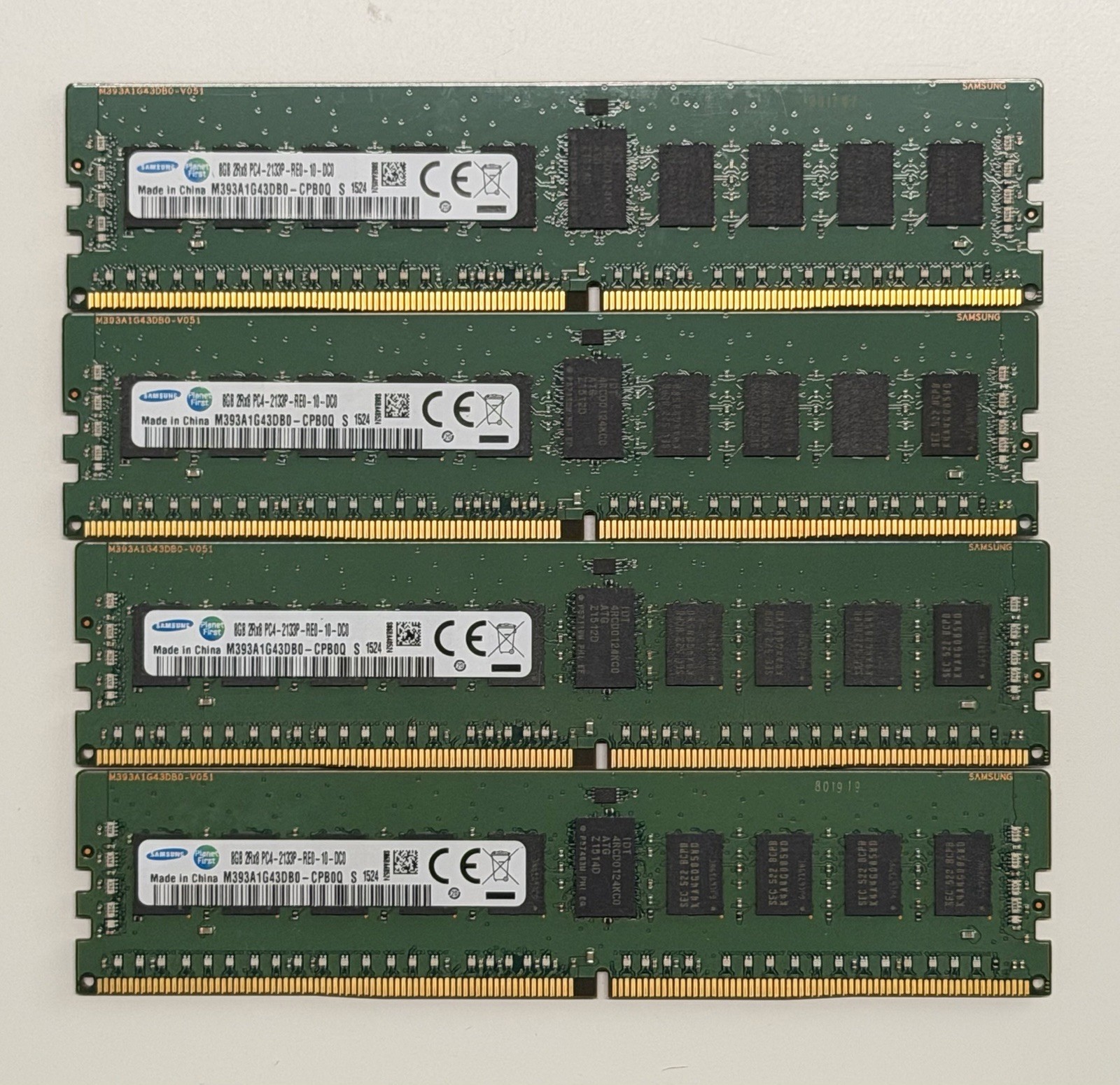 Samsung 32GB 4x8GB DDR4-2133 PC4-17000 ECC Reg Server RAM Matched Set
