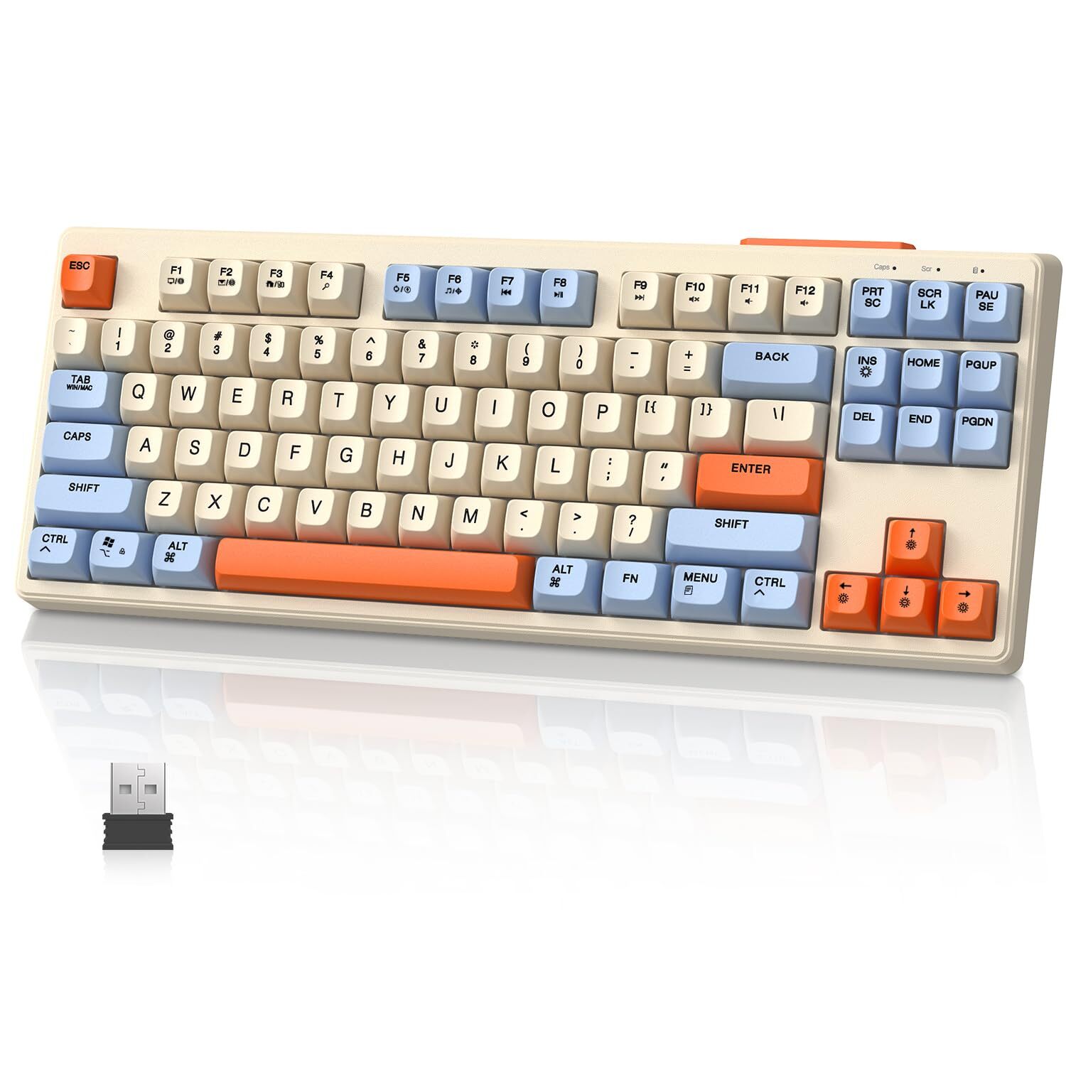 Wireless Dual Mode TKL Membrane Gaming Backlit Silent Keyboard for PC/MAC