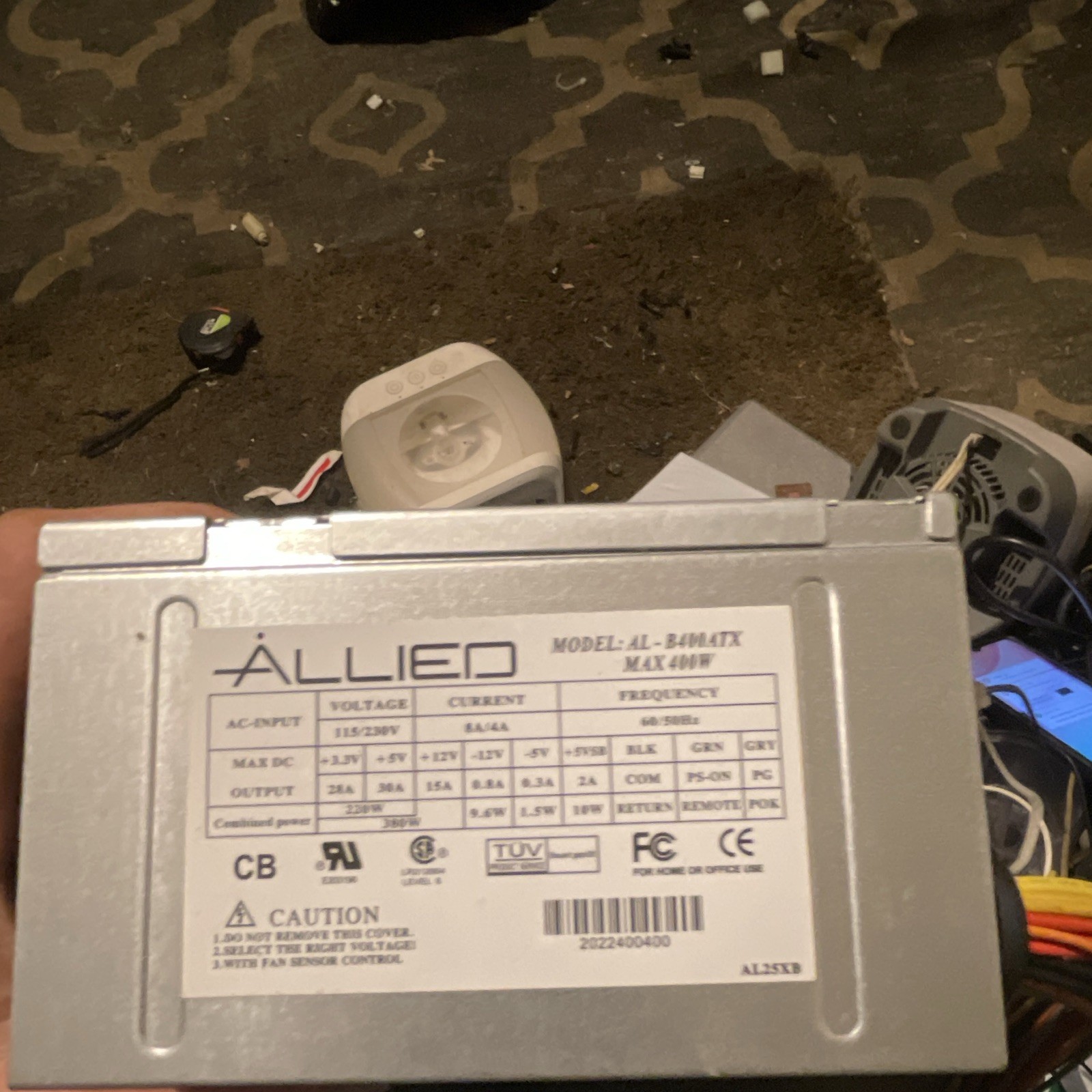 Allied AL-B400ATX 400W ATX Power Supply PSU Silver 20+4 Pin SATA Fan Ctrl