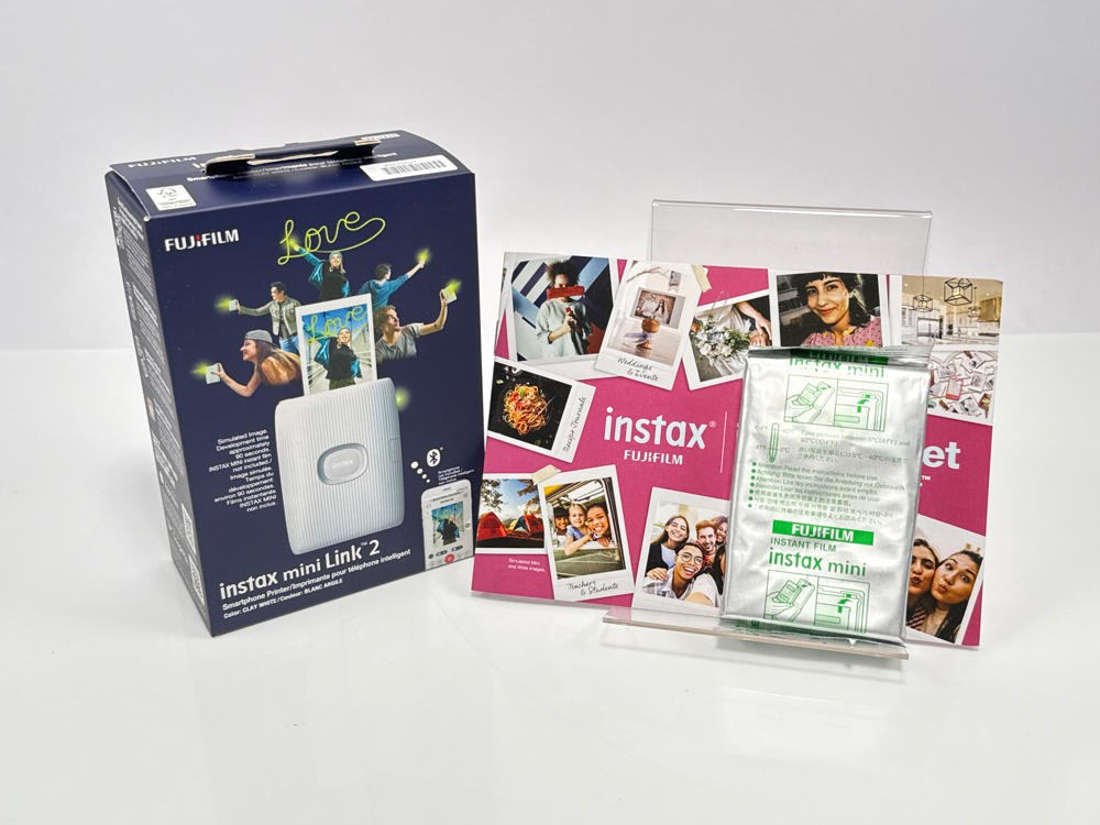 FUJIFILM Instax Mini Link 2 Smartphone Printer Bundle 2025 - Clay White