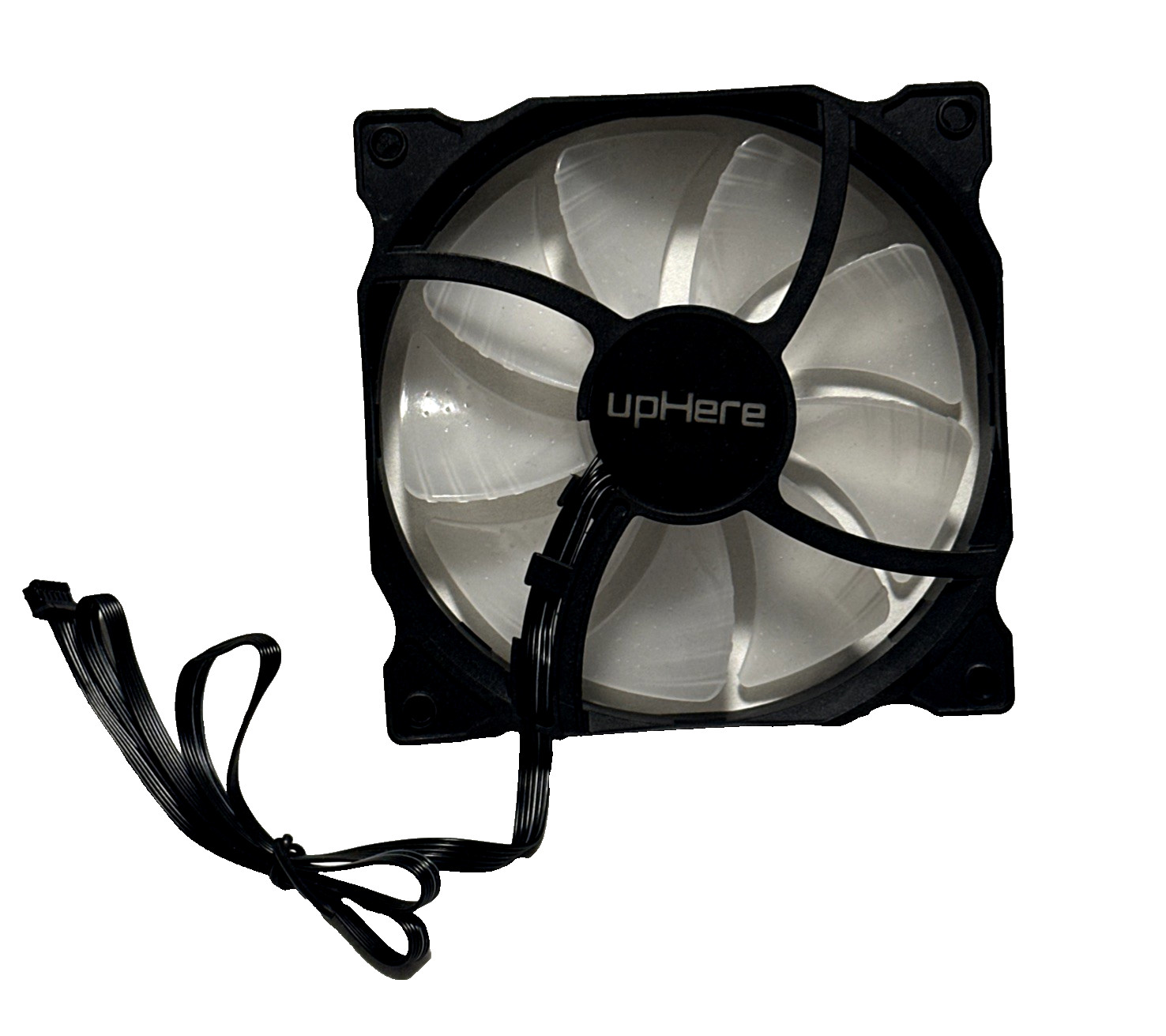 upHere 120mm ARGB Case Cooling Fan Black Frame White Blades 5V Addressable RGB
