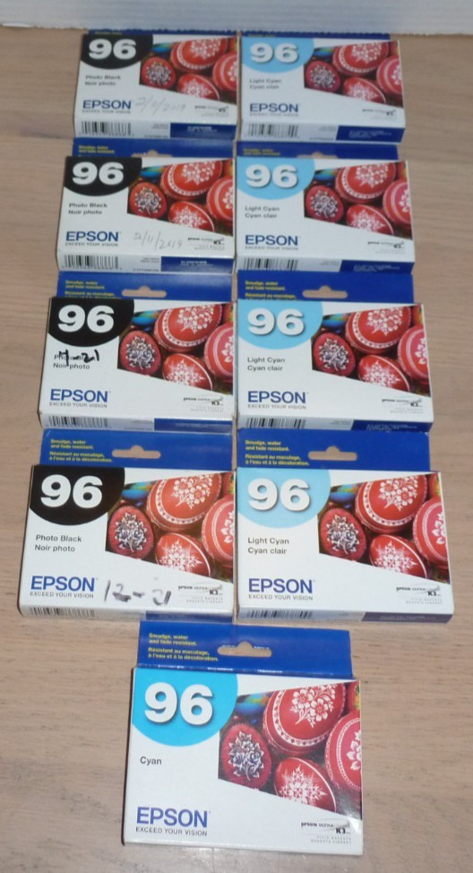 LOT 9 EPSON 96 SEALED INK CARTRIDGES FOR R2880 BLACK CYAN LIGHT CYAN