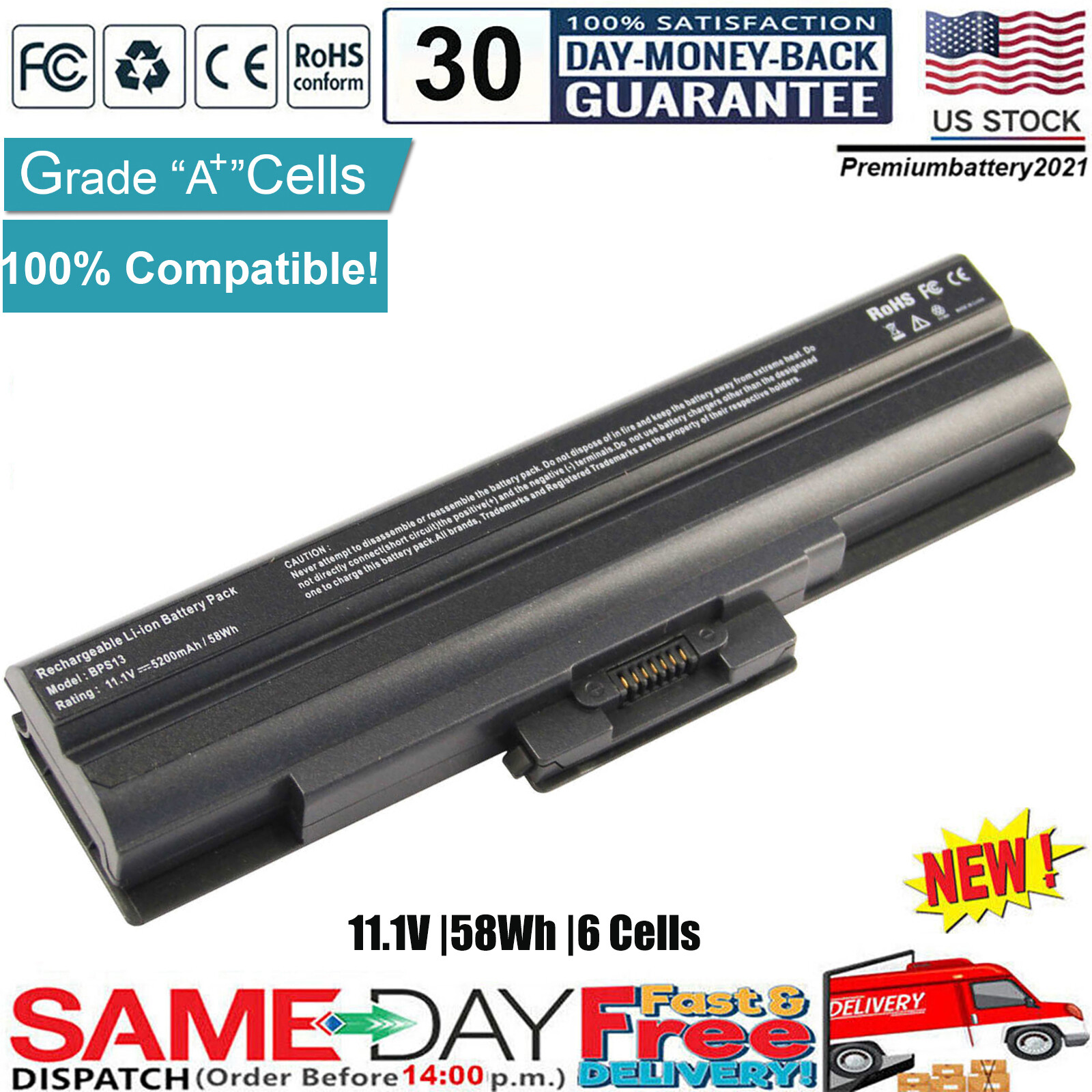 Battery for Sony VAIO PCG-3B4L PCG-3C2L PCG-3C3L PCG-81115L PCG-81214L Black US