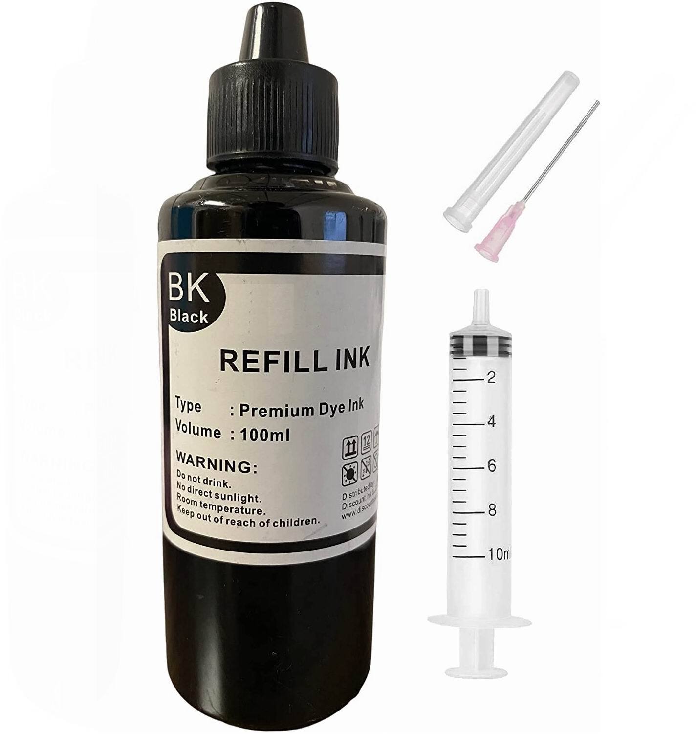 100ml Black bulk refill ink for Canon Epson HP inkjet printer