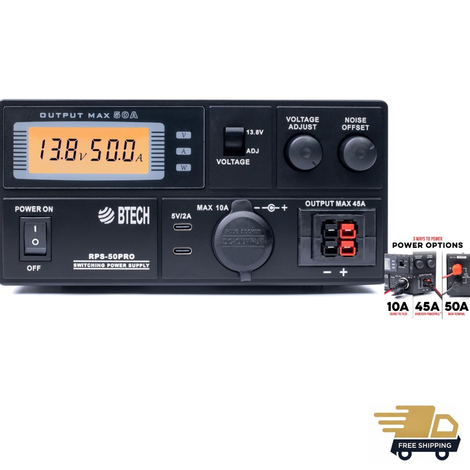 50A Regulated AC to DC Power Supply for High-Demand Devices – Black Metal Design