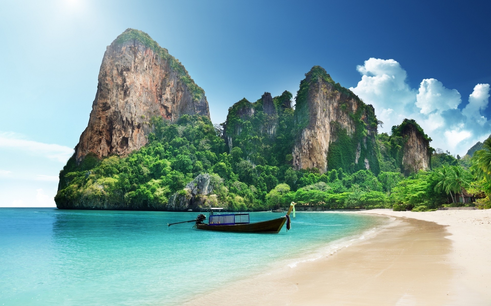 Landscape nature beach hills boat thailand Custom Gaming Mat Desk