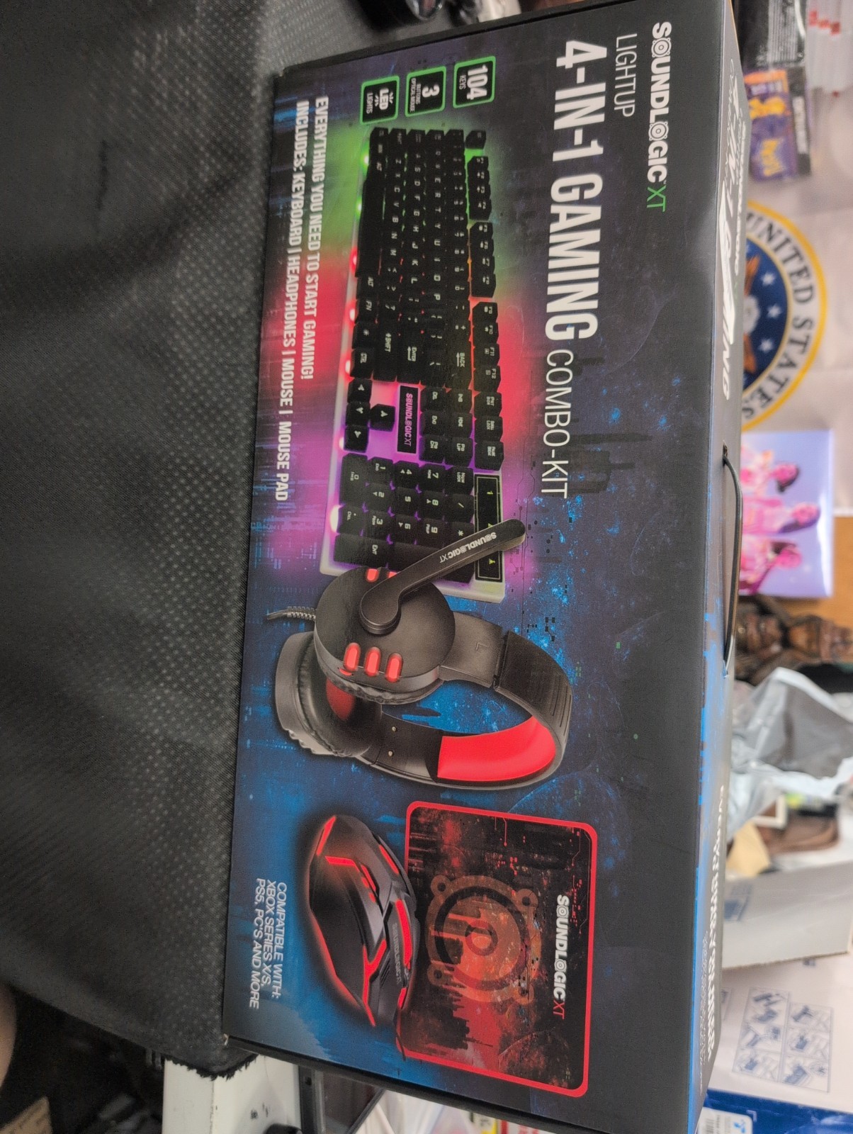 SOUNDLOGIC XT Light-UP Four-in-One Gaming Kit with Keyboard/Headset/Mouse/Pad