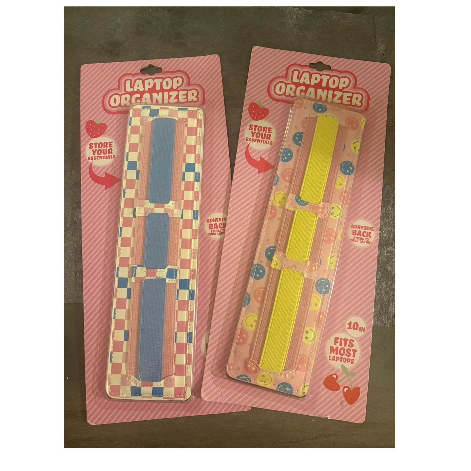 2 ABG Laptop Organizer Adhesive Stick-On Silicone 10in Universal 2 Piece Set
