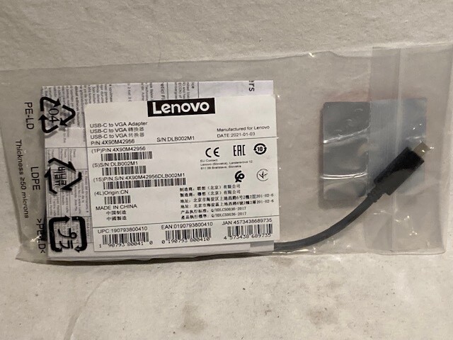 Genuine LENOVO USB-C TO VGA Adapter - NEW - FAST 
