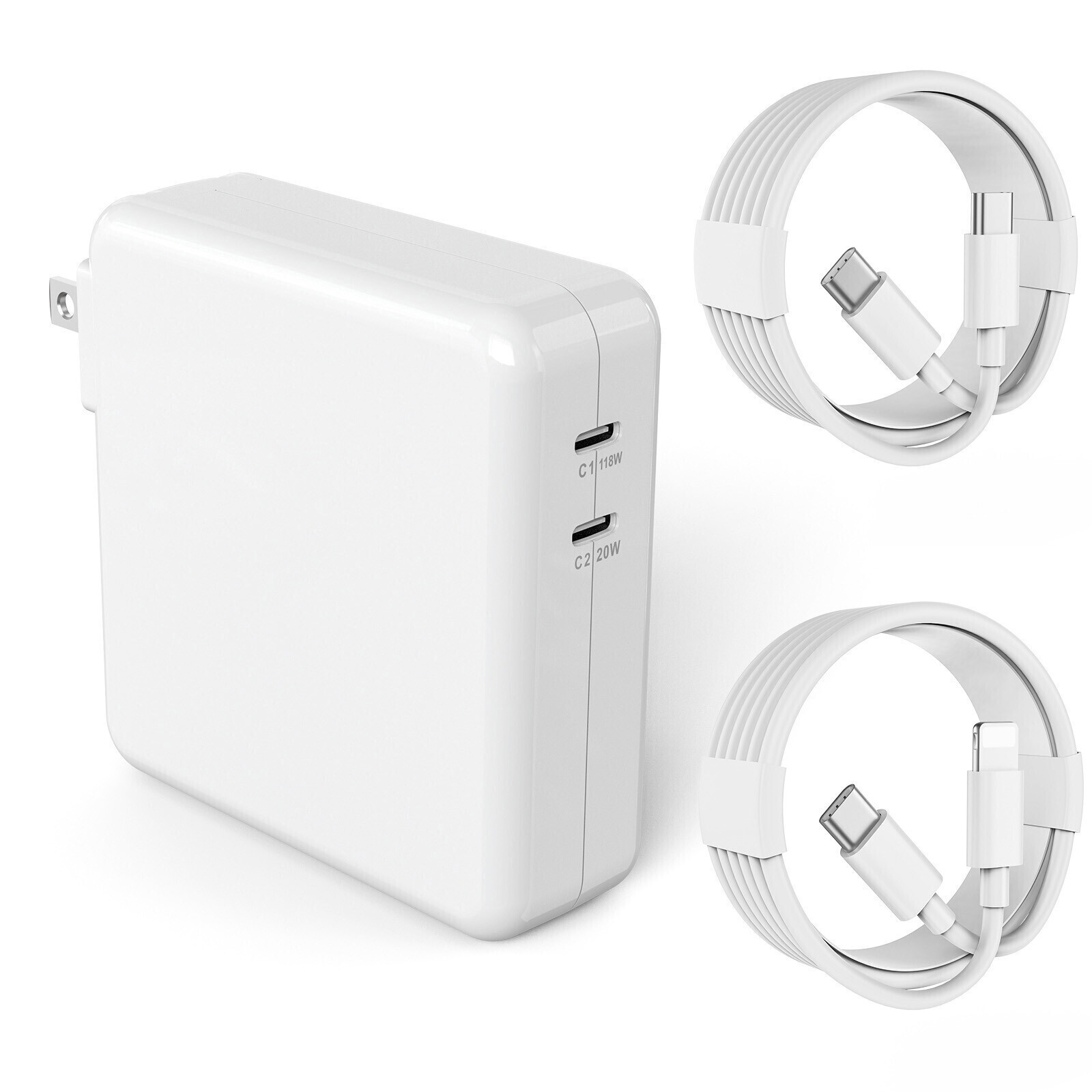 For MacBook Laptop Charger GaN USB-C Power Adapter Type C Charging Block 118W