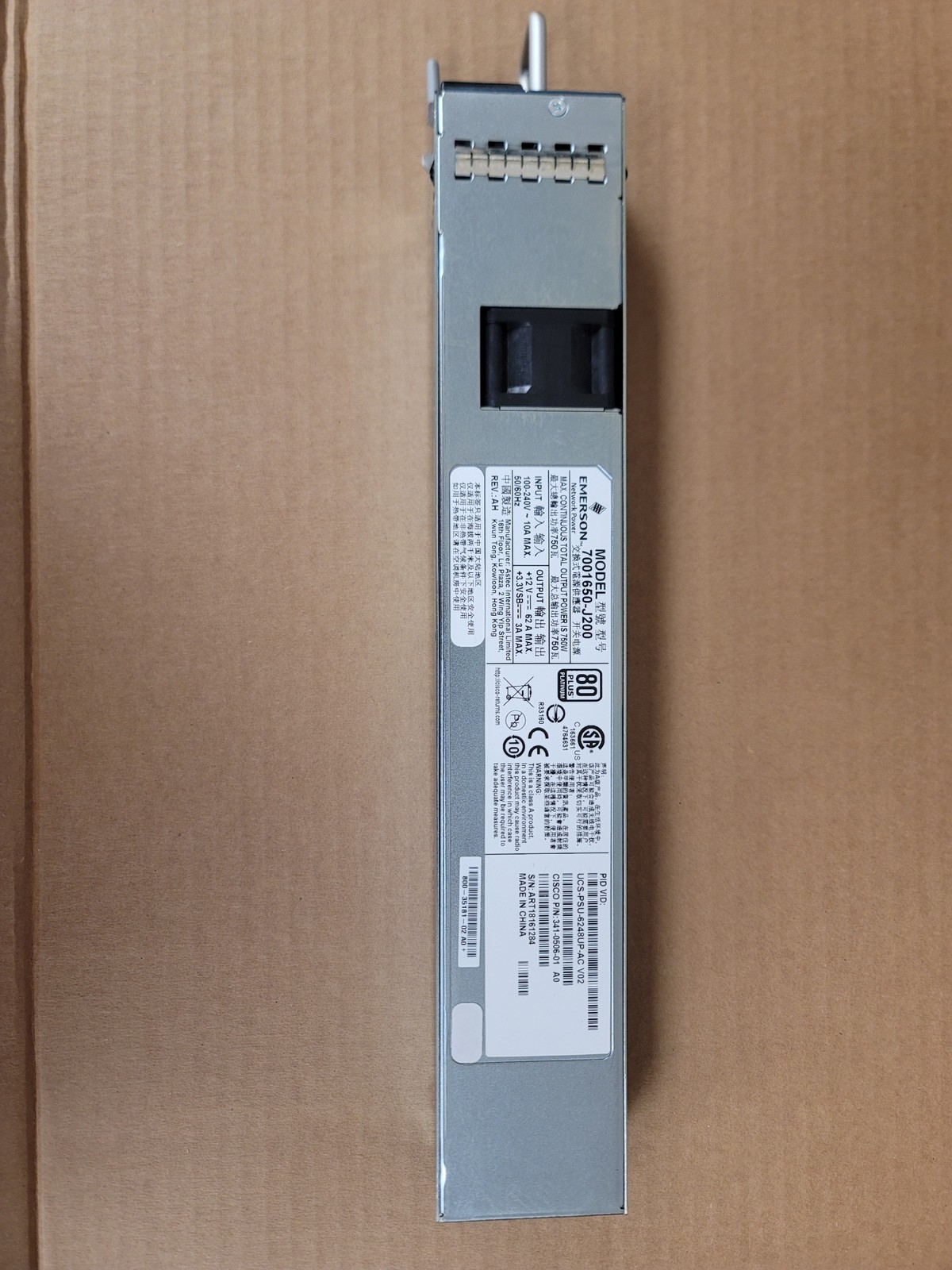 Cisco UCS-PSU-6248UP-AC V02 750W Power Supply 341-0506-01 Tested