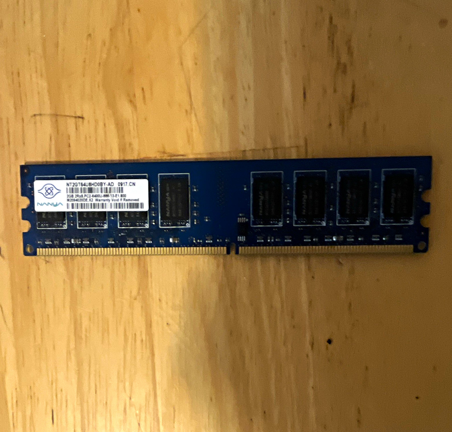 Nanya 2GB DDR2 SDRAM PC2-6400U 240-Pin DIMM Unbuffered RAM NT2GT64U8HD0BY-AD