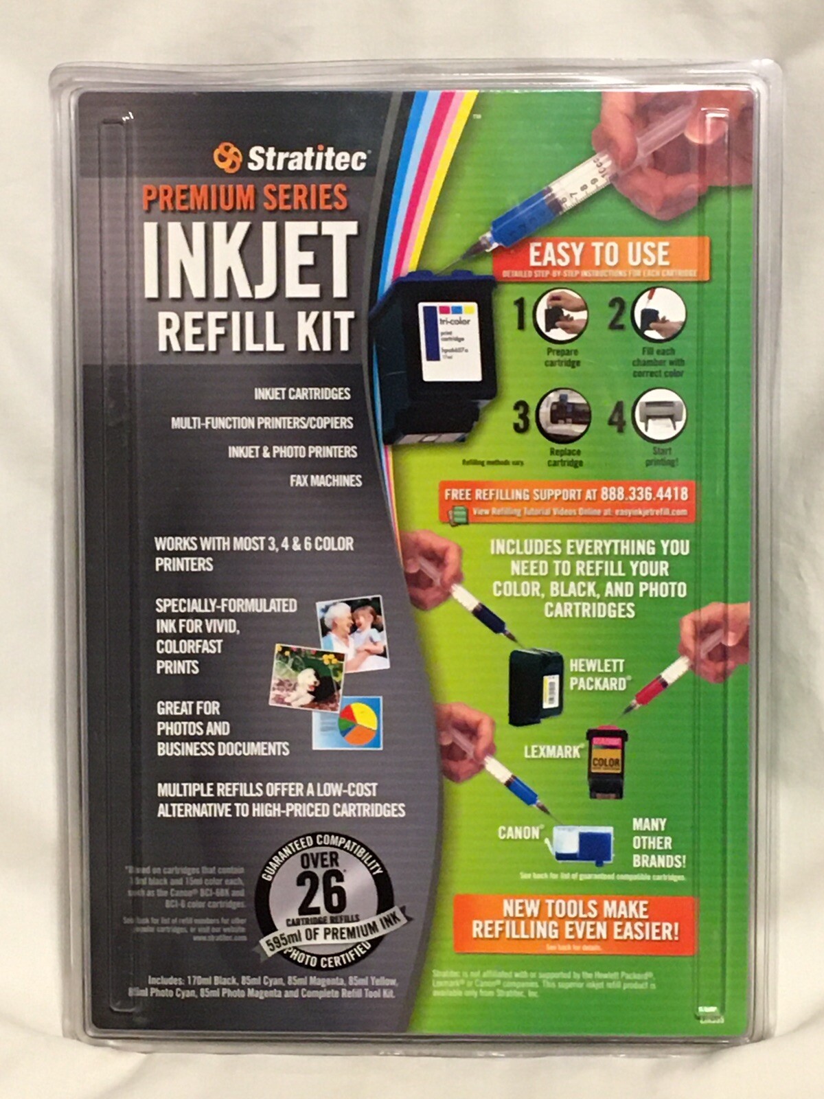 Stratitec Premium Series Inkjet Refill Kit 3 4 &6 Color Printer Copier Fax Photo