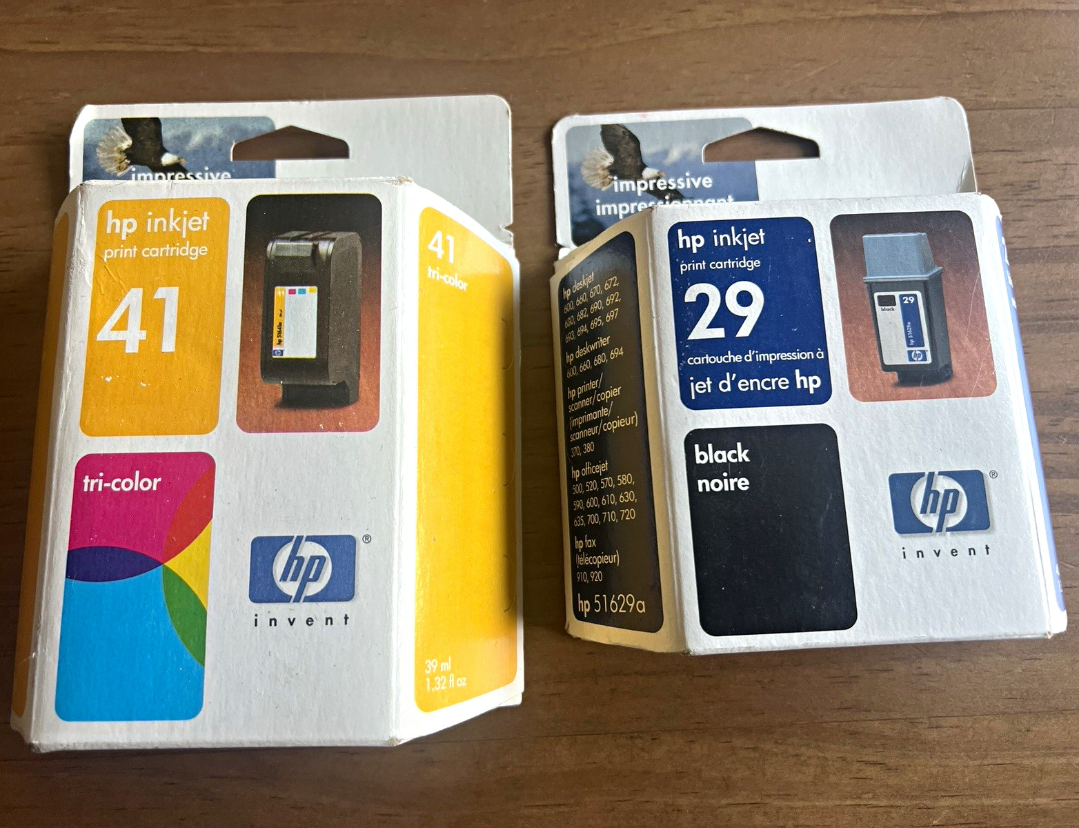 Genuine OEM HP 29 Black 51629A & HP 41 Tri-Color 51641A Ink Cartridges Sealed