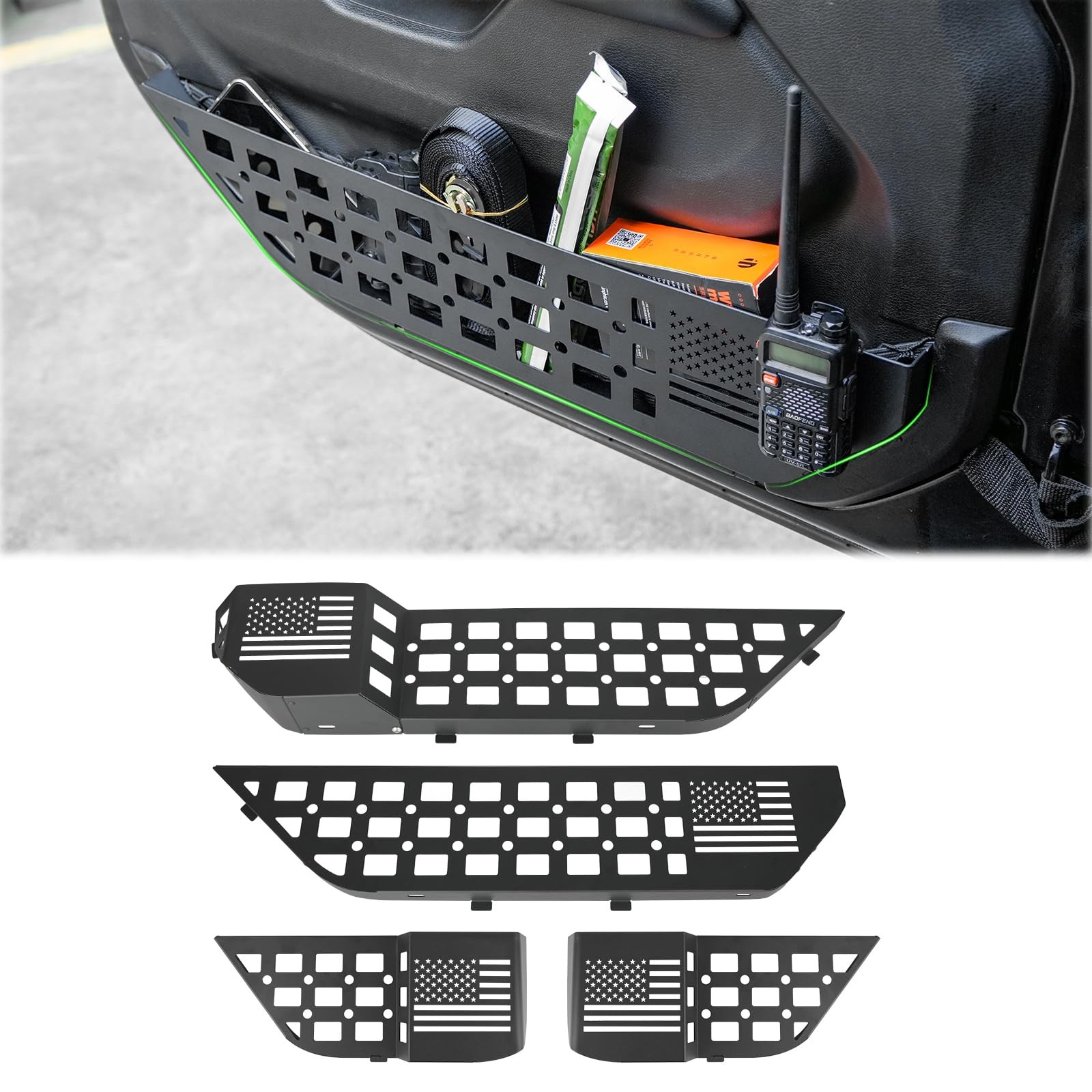 Metal Front&Rear Door Storage Box Pockets Insert Organizer with Cup Holder