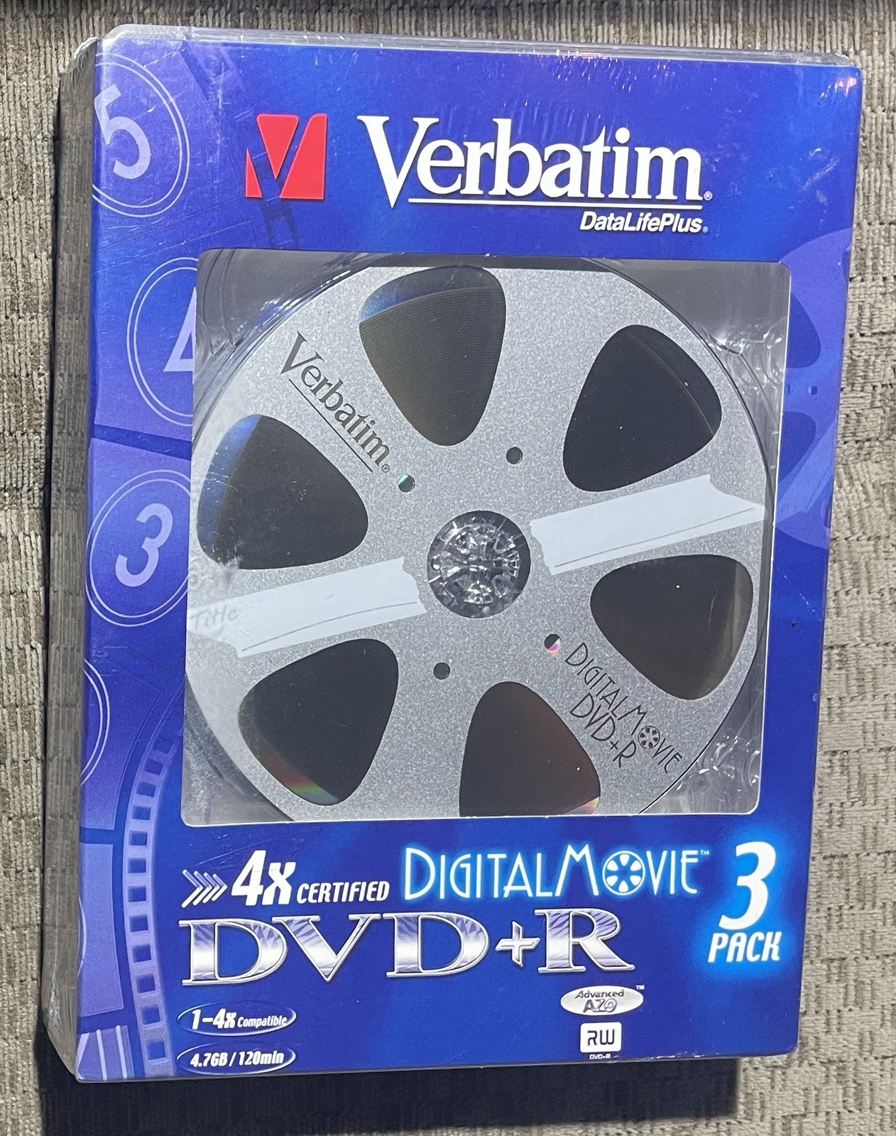 Vintage Verbatim Data Life Plus Digital Movie DVD + R 3 Pack New Sealed 4.7 GB
