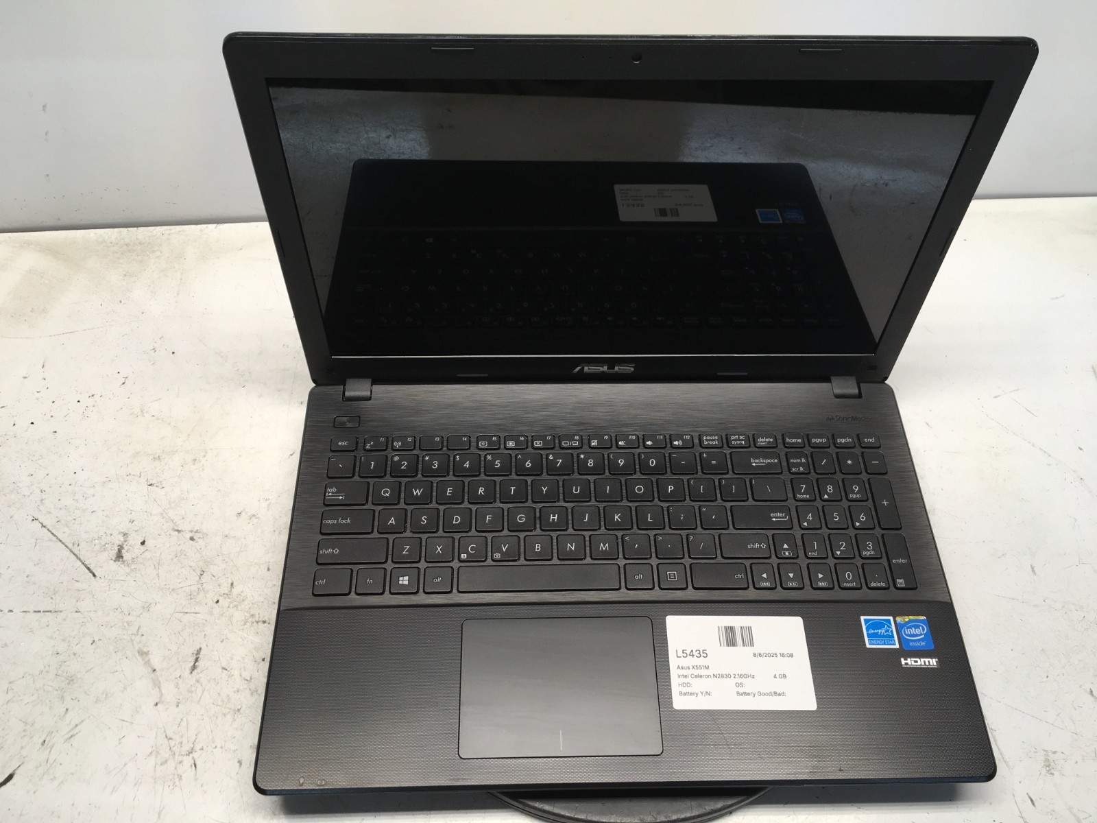 Asus X551M Intel Celeron N2830 2.16GHz 4 GB NO HDD/Battery