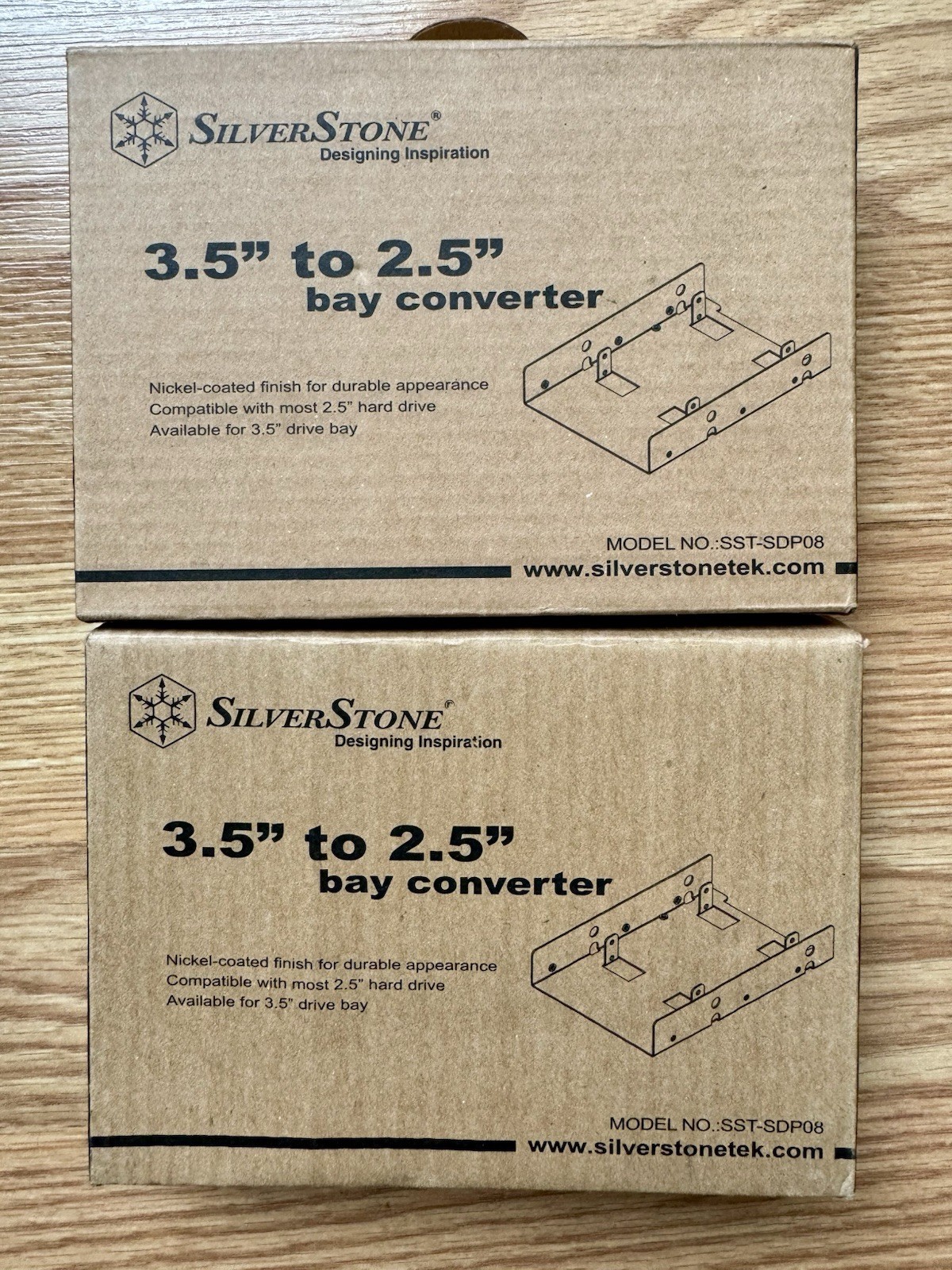 2 SilverStone 3.5” To 2.5” Bay Converters Model #SST-SDP08 Nickel Coated *READ*