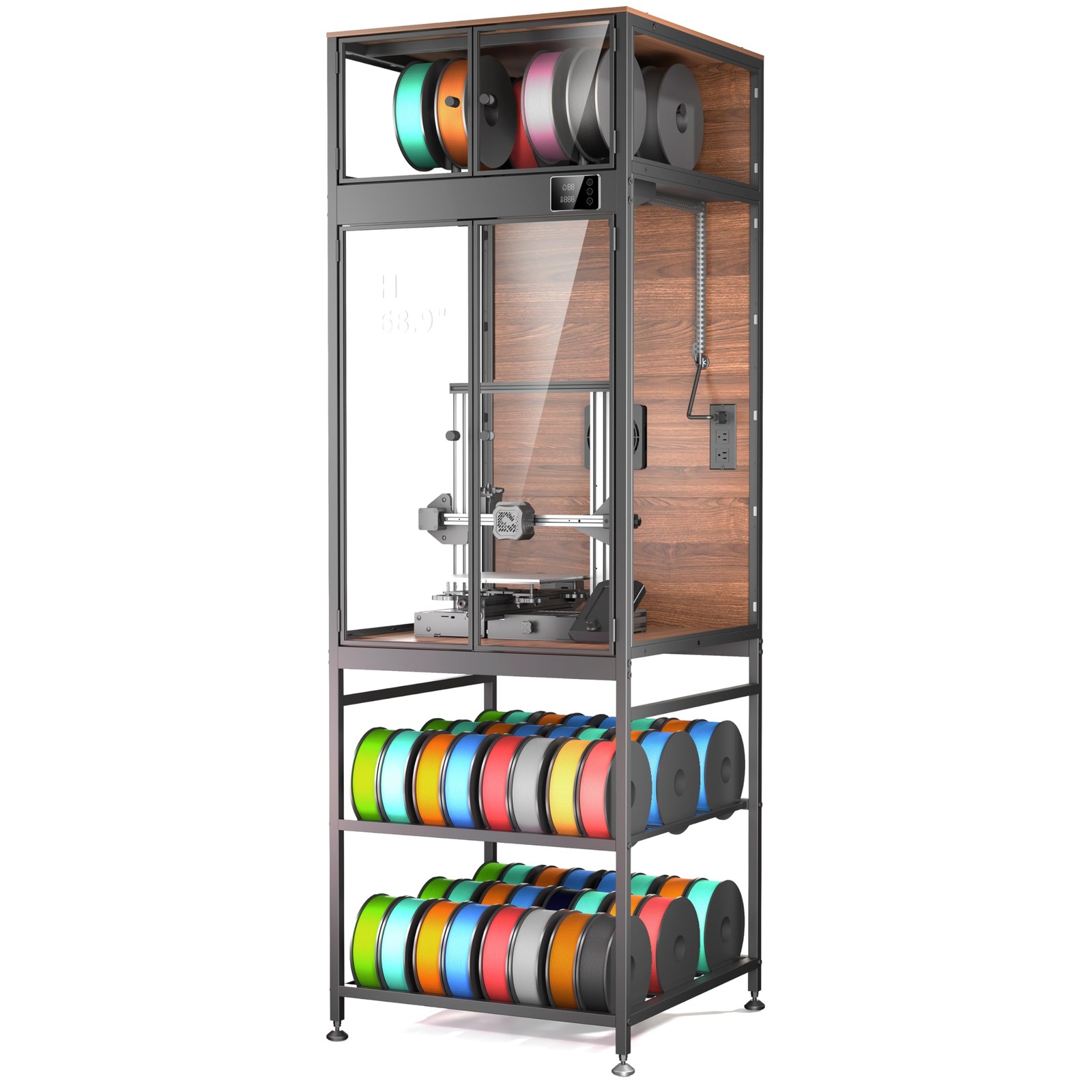 Crafit 3D Printer Cabinet with 48 Spools Filament Storage Rack, 3D Printer En...