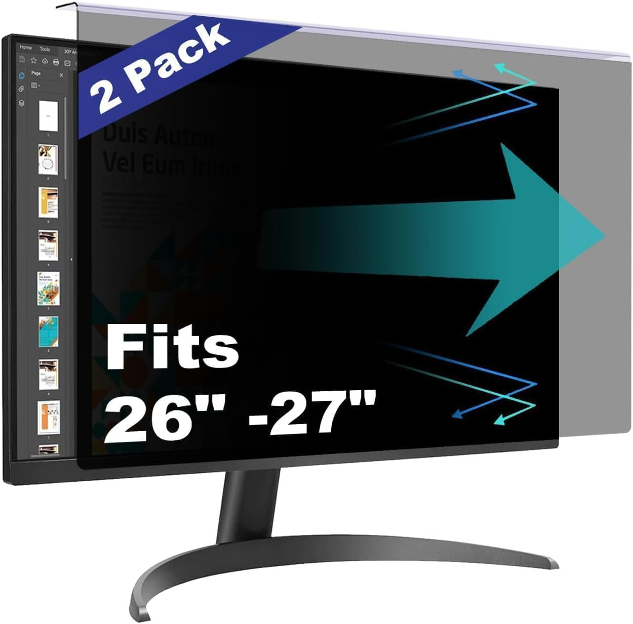 2 Pack Hanging Computer Privacy Screen Shield Compatible for 26/27 Inch 16:9