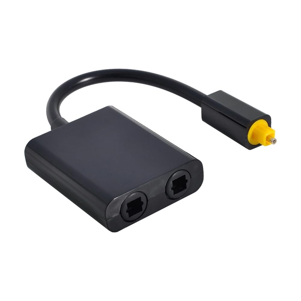 Dual Port Toslink Digital Optical Audio Splitter Adapter Fiber Optic Audio Ca...