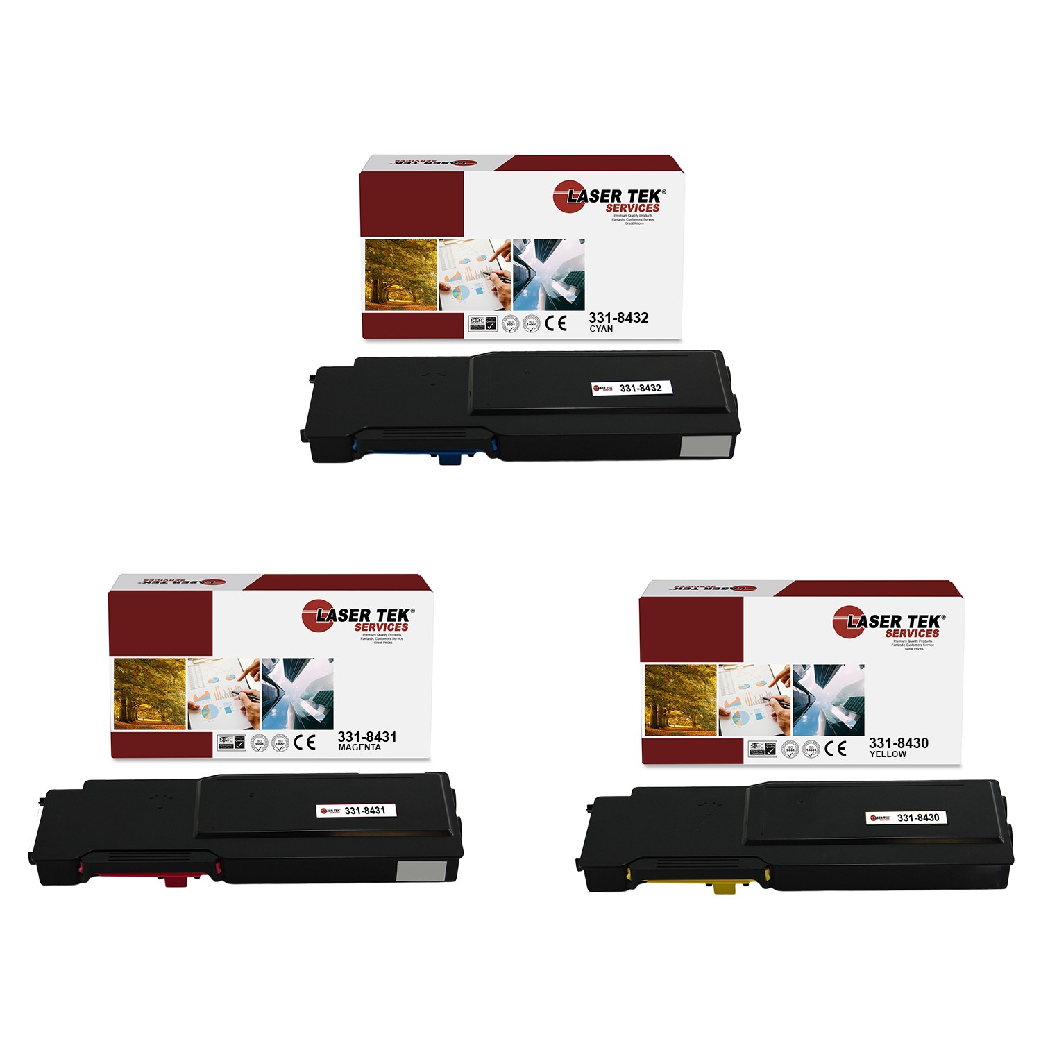 3Pk LTS C3760 C M Y Compatible for Dell C3760dn C3760n Toner Cartridge