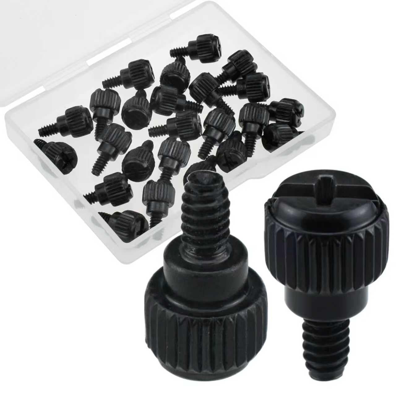 24 Pcs Black Computer Case Thumb Screws, 6-32 Thread, Easy-Grip Design for PC Ca
