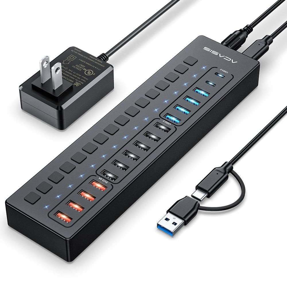 Acasis 16-Port USB-C Charging Hub with 5Gbps Data Transfer & Individual Switches