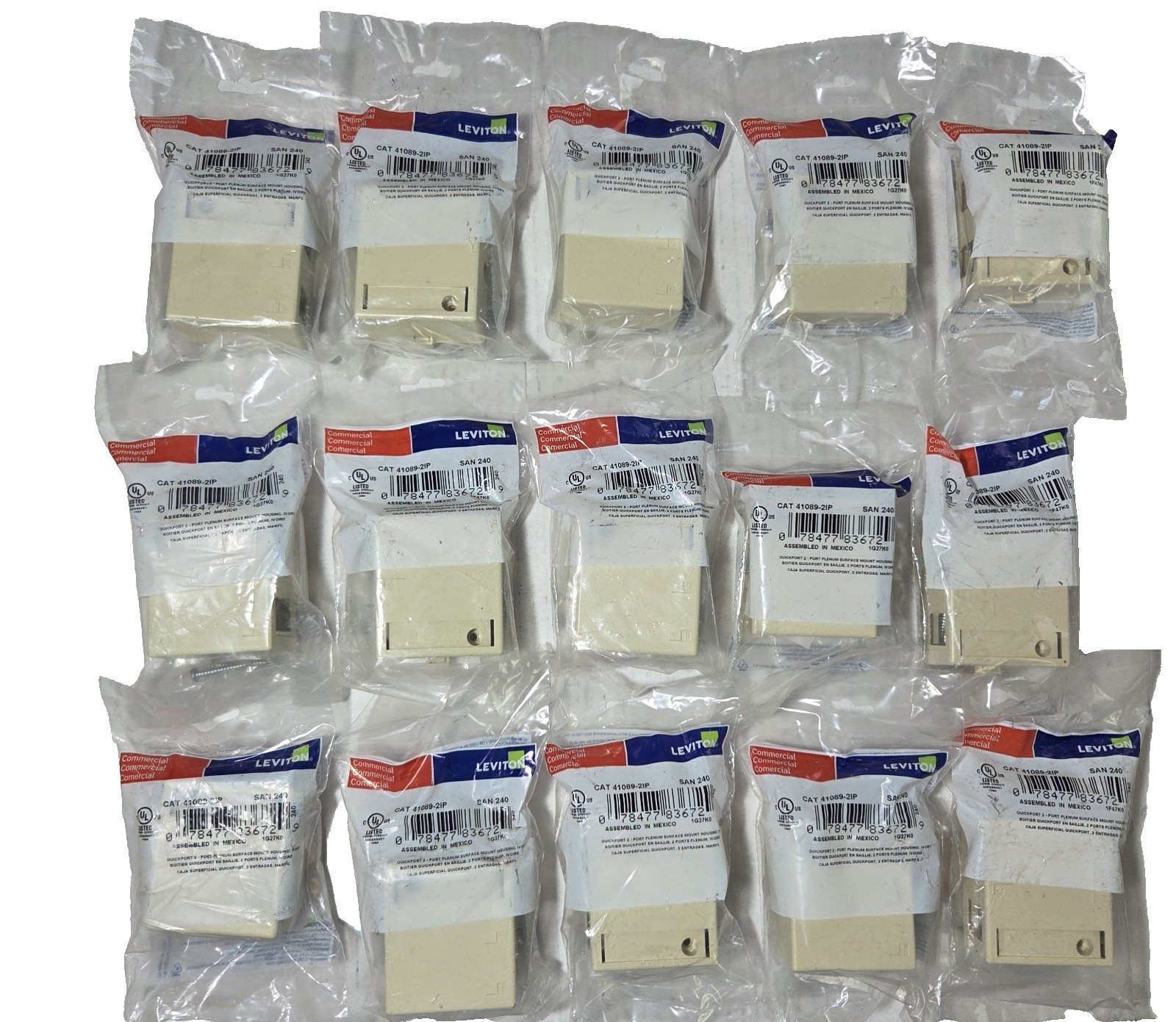 Leviton 41089-2IP QuickPort 2-Port Surface Mount Housing Ivory 15pc Lot NOS Plen