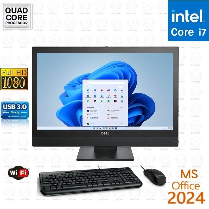 WINDOWS 11 Dell AIO 24" Computer Core i7 16GB RAM 256GB SSD Office 2024